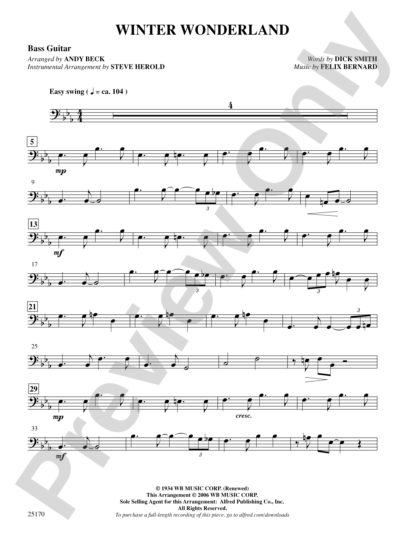 Winter Wonderland: String Bass: Choral SoundPax