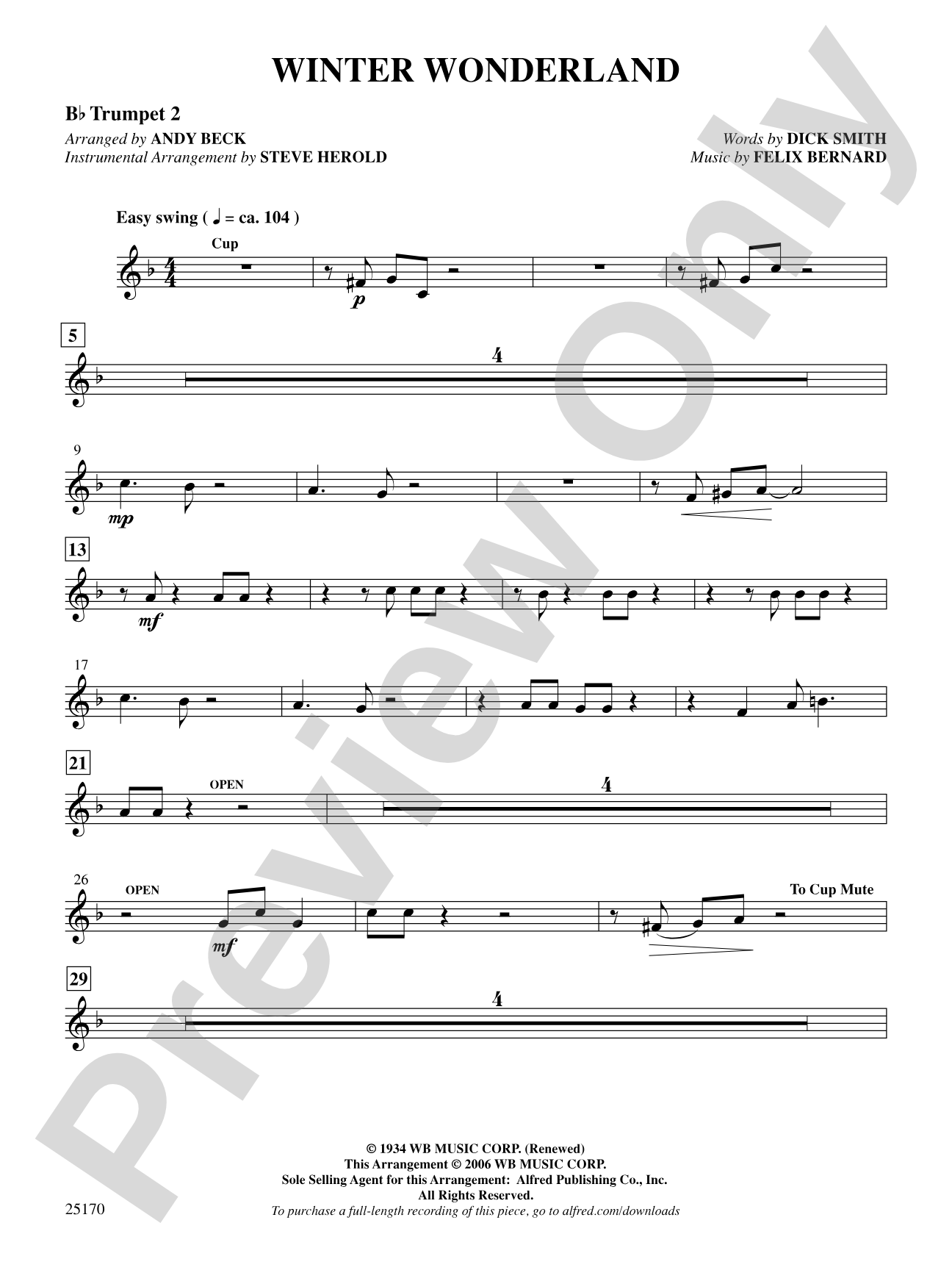 Winter Wonderland: 2nd B-flat Trumpet: Choral SoundPax