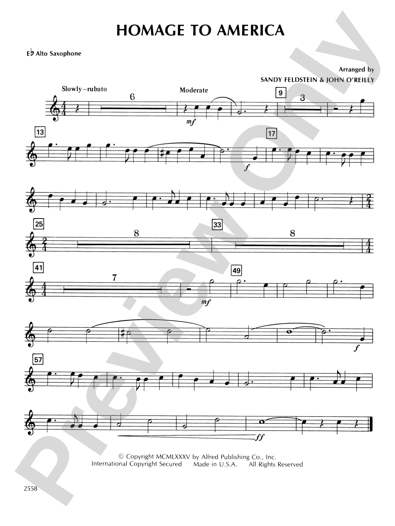 Homage to America: E-flat Alto Saxophone
