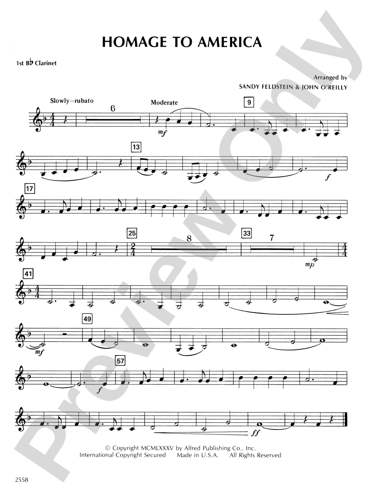 Homage to America: 1st B-flat Clarinet