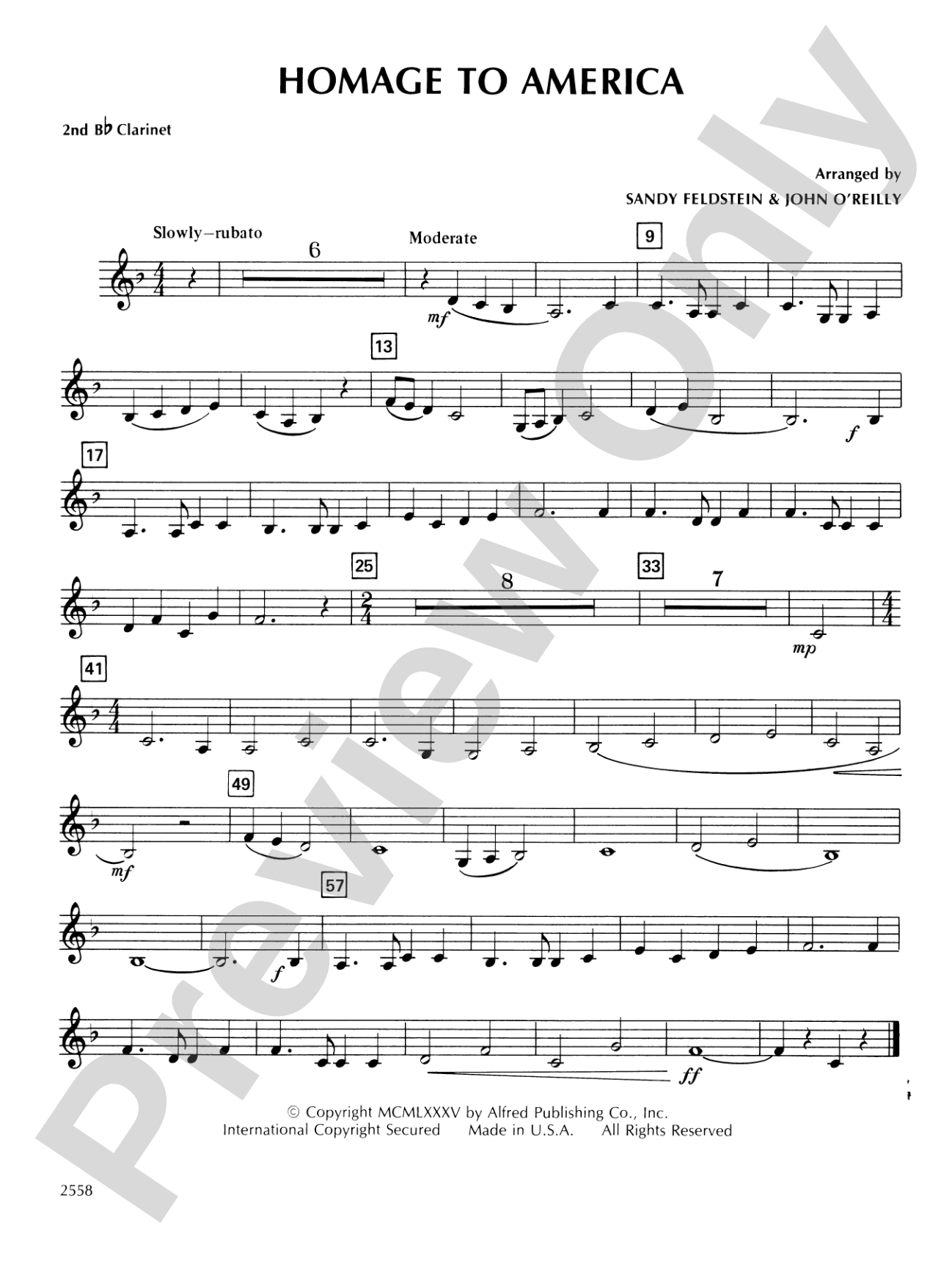 Homage to America: 2nd B-flat Clarinet