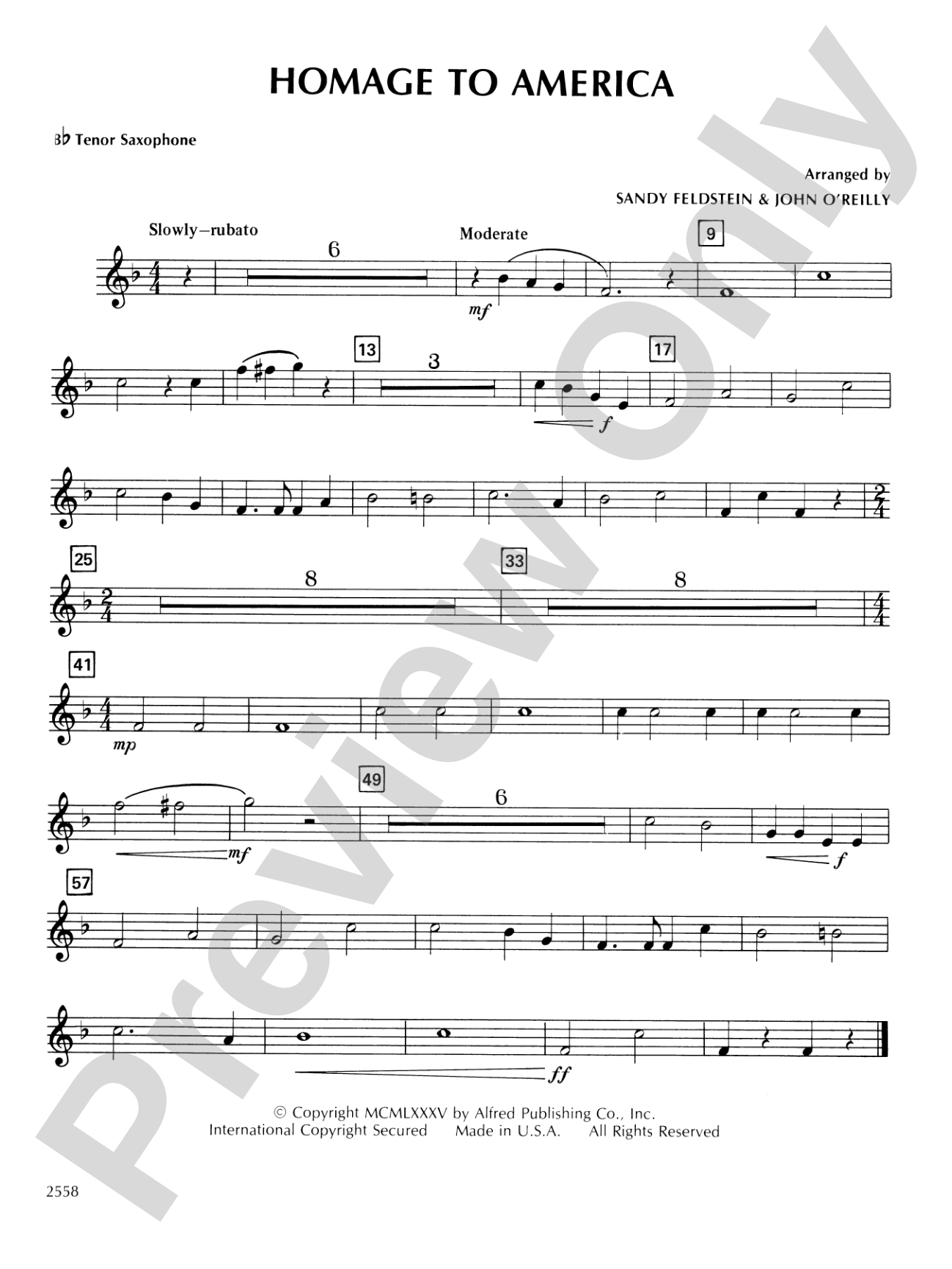 Homage to America: B-flat Tenor Saxophone