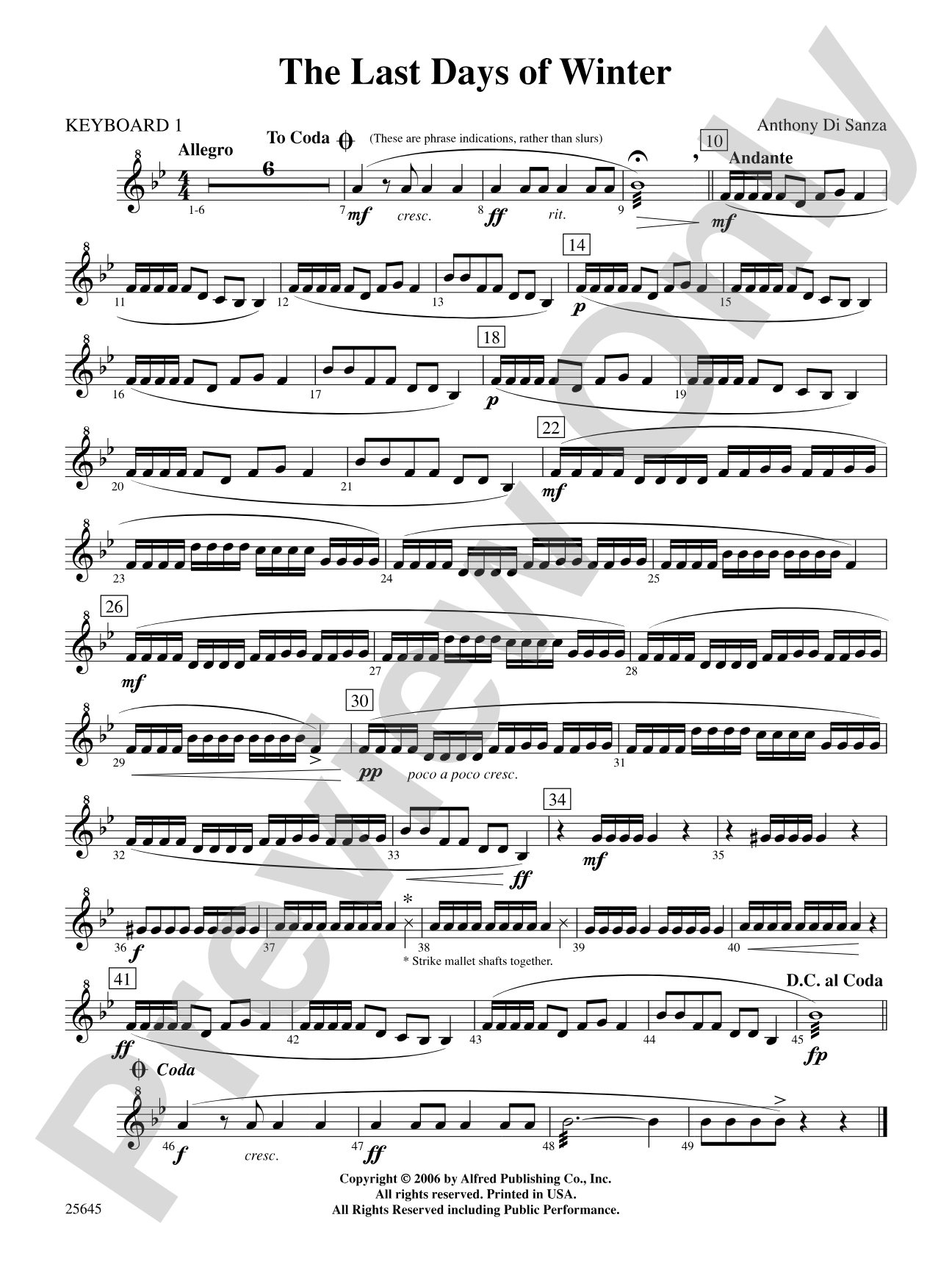 The Last Days of Winter (Keyboard Percussion Quartet): 1st Keyboard