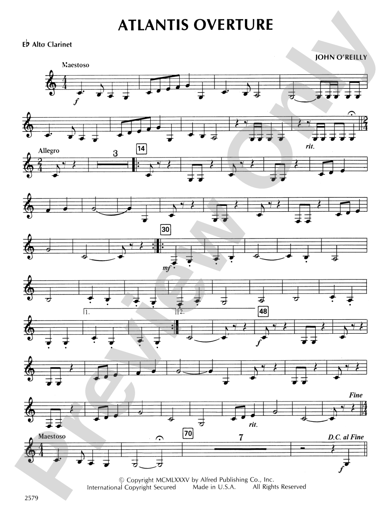 Atlantis Overture: E-flat Alto Clarinet