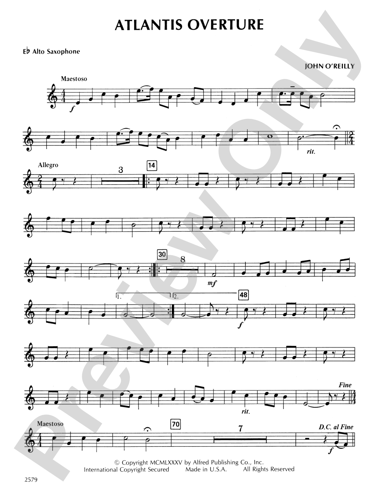 Atlantis Overture: E-flat Alto Saxophone