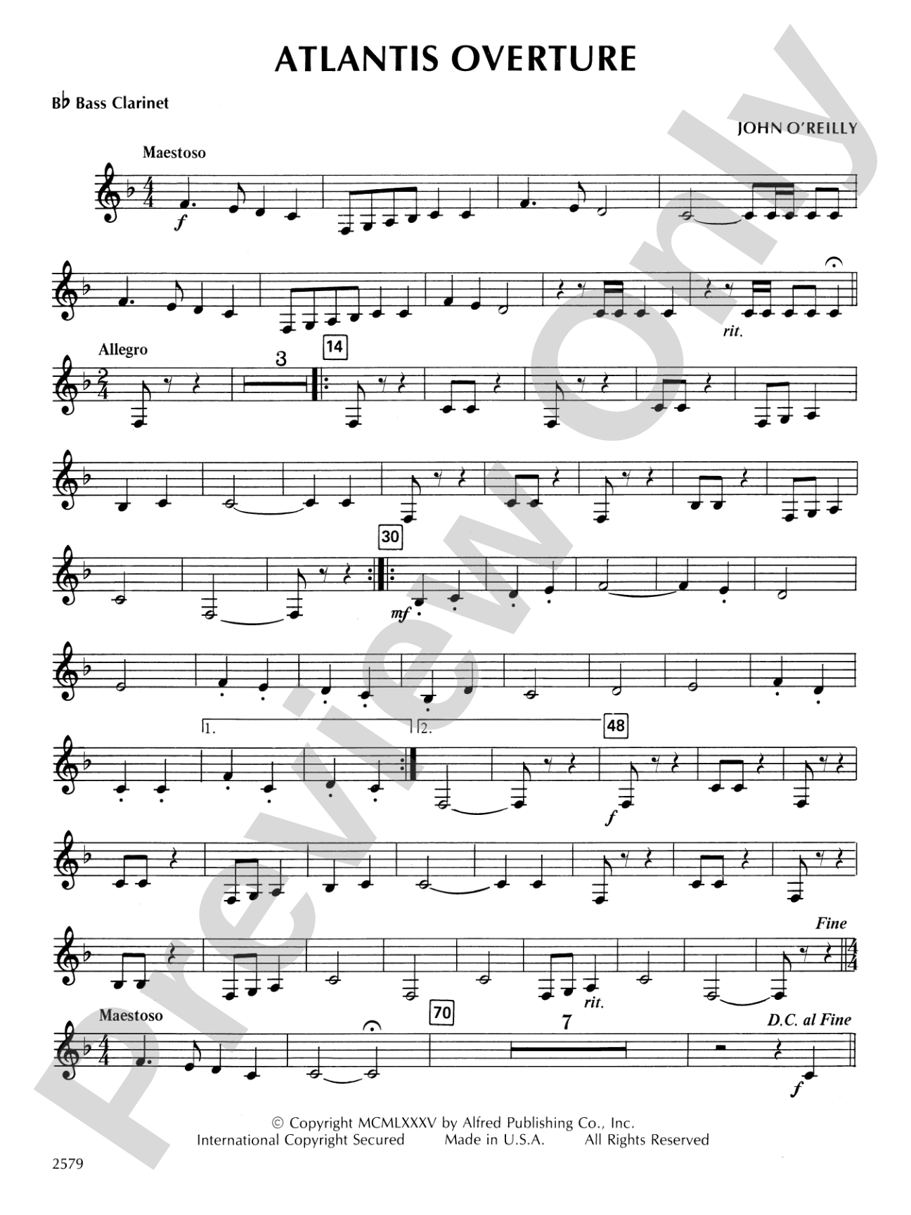 Atlantis Overture: B-flat Bass Clarinet