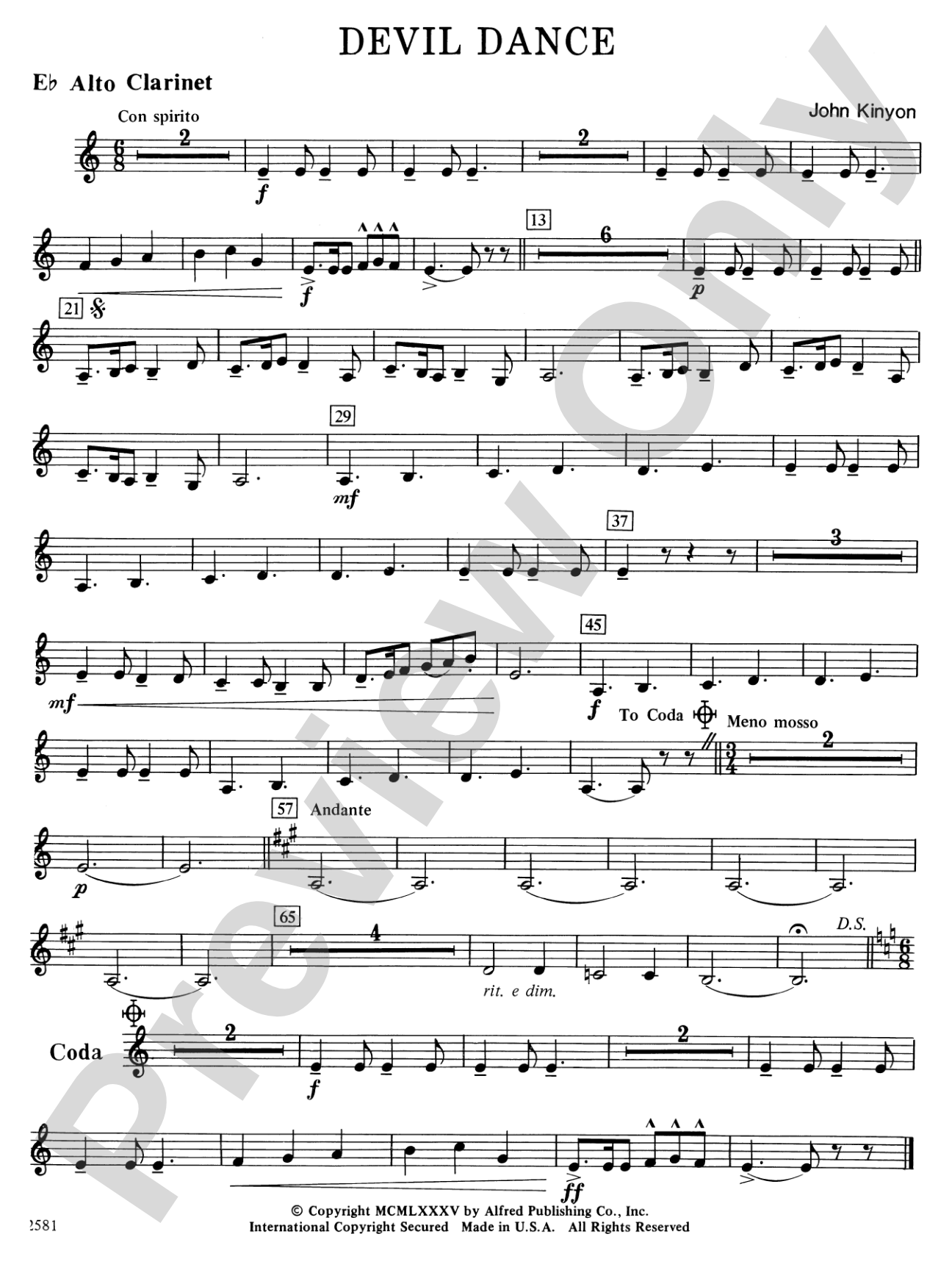 Devil Dance: E-flat Alto Clarinet