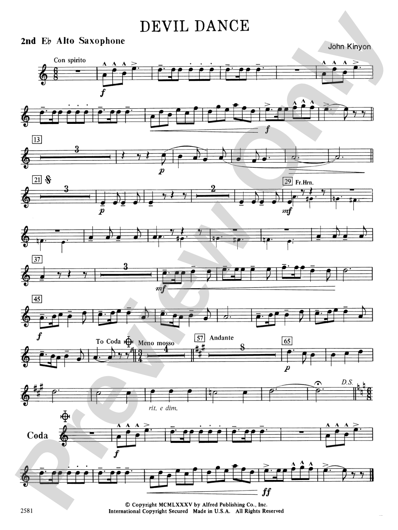 Devil Dance: 2nd E-flat Alto Saxophone