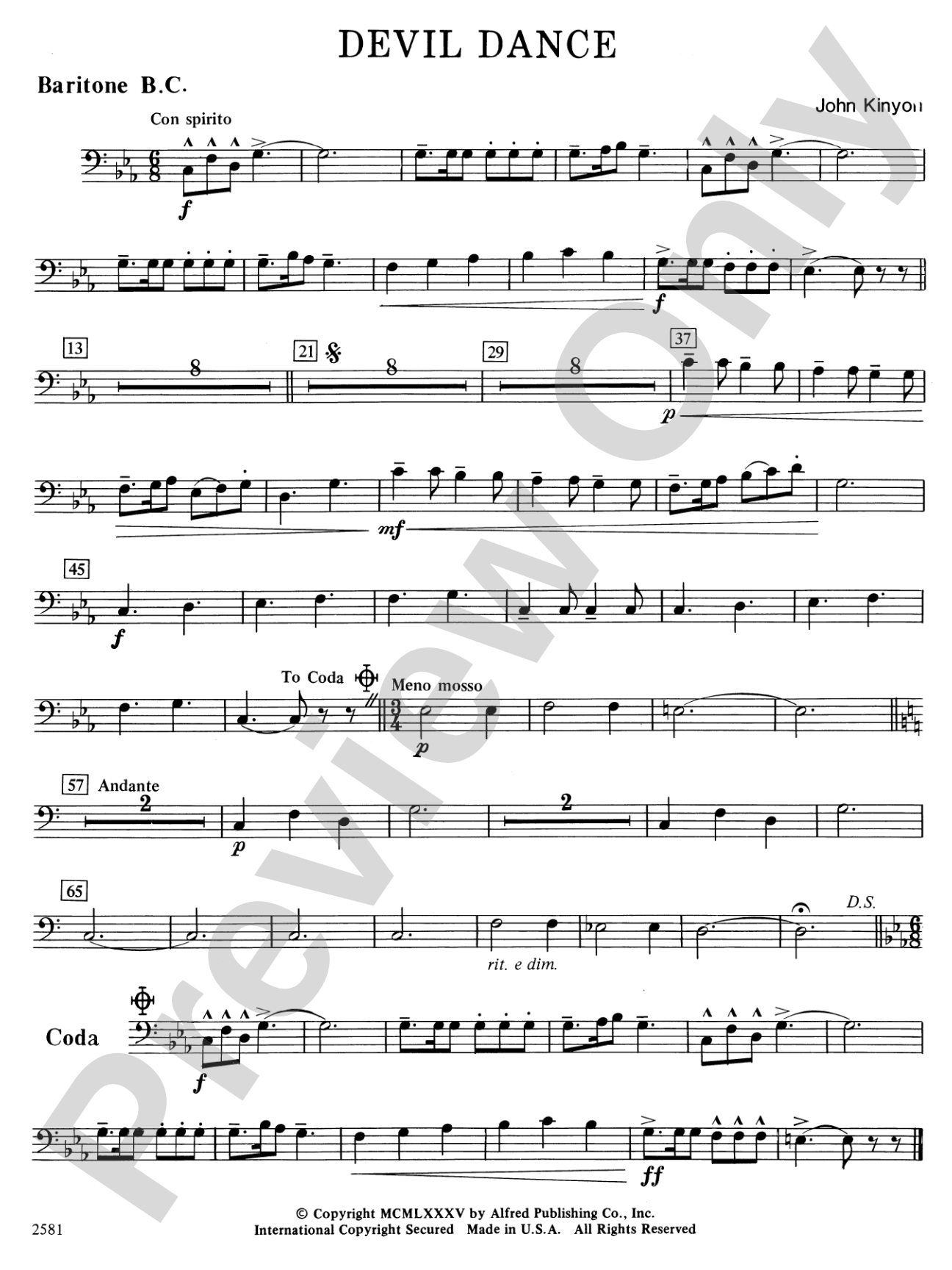 Devil Dance: Baritone B.C.