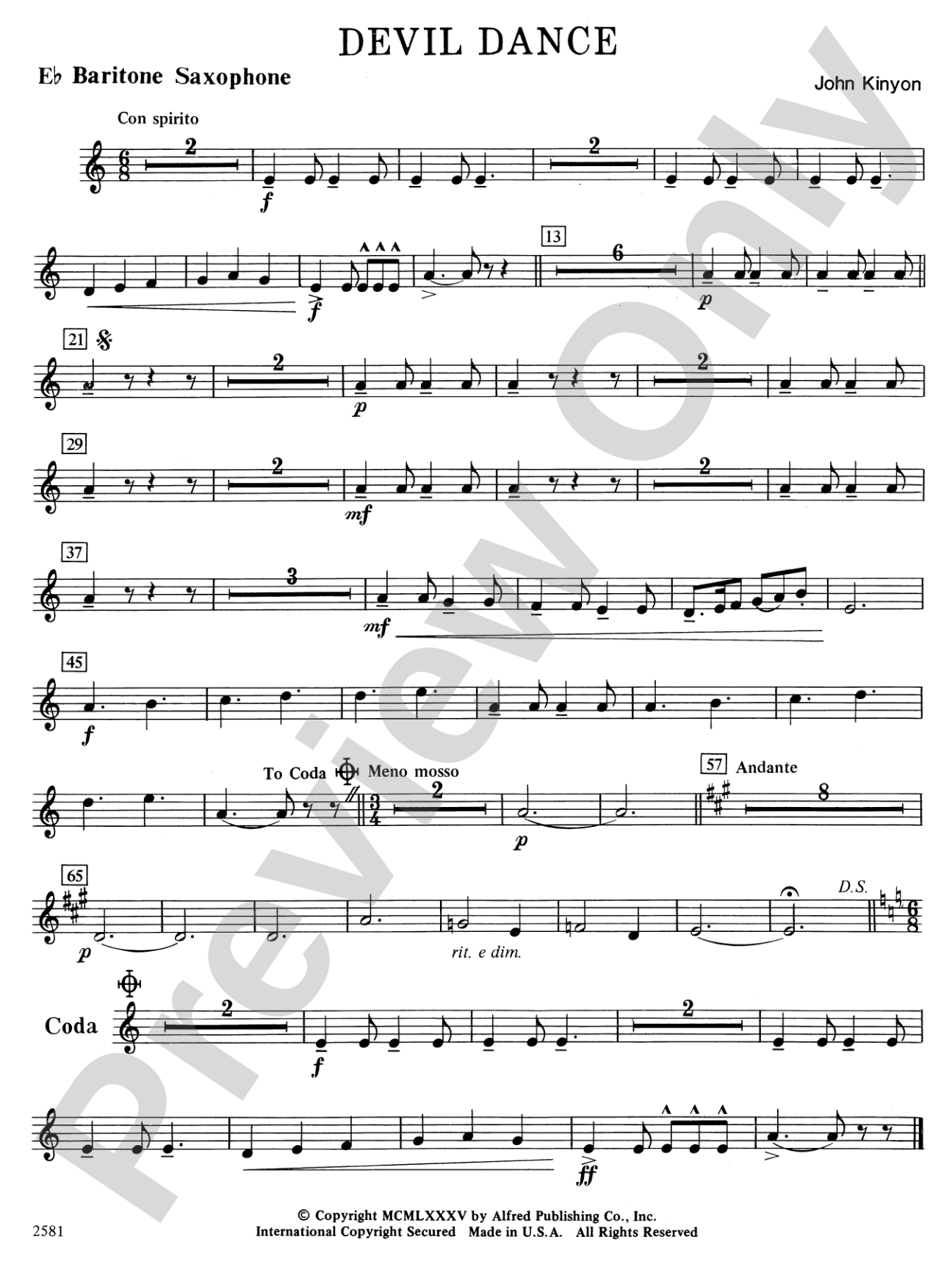 Devil Dance: E-flat Baritone Saxophone