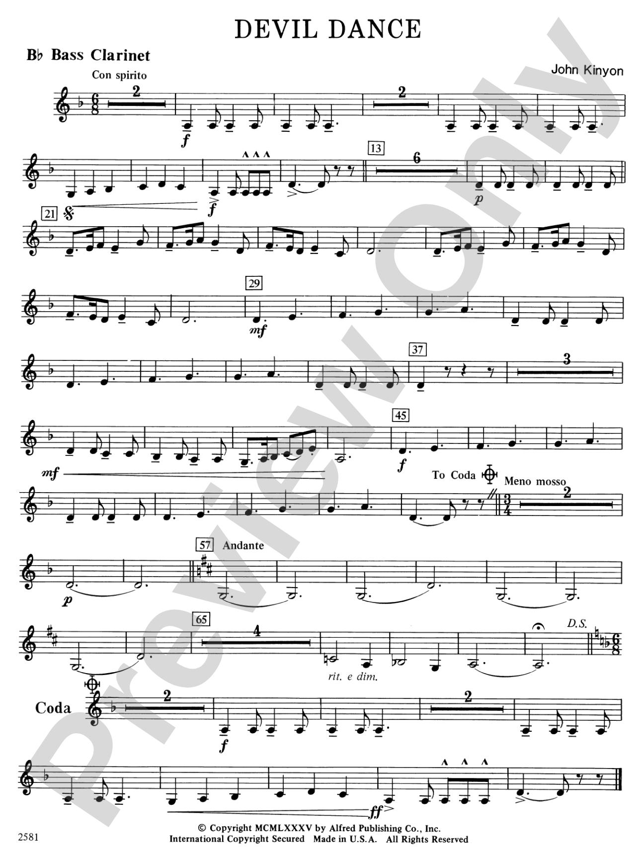 Devil Dance: B-flat Bass Clarinet