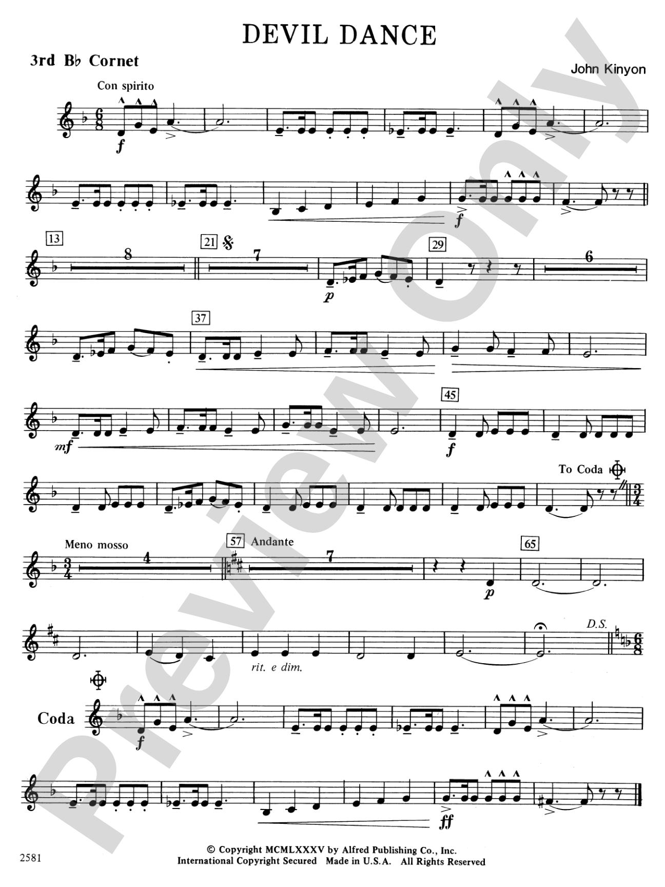 Devil Dance: 3rd B-flat Cornet