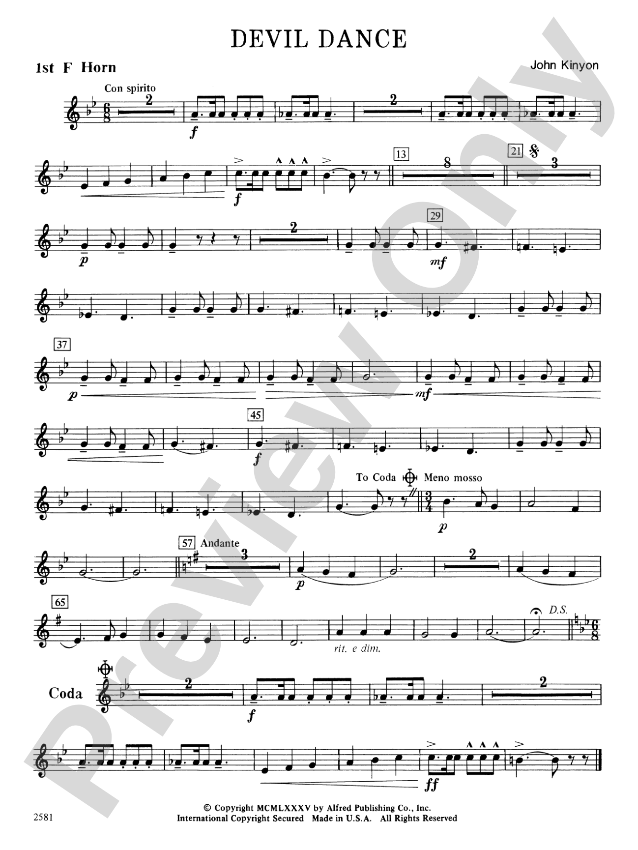 Devil Dance: 1st F Horn