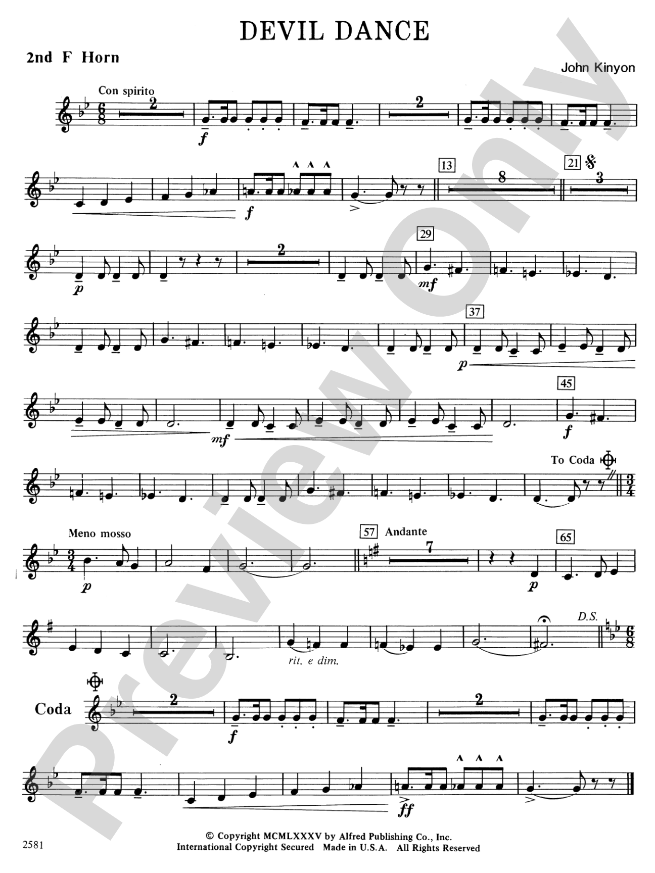 Devil Dance: 2nd F Horn
