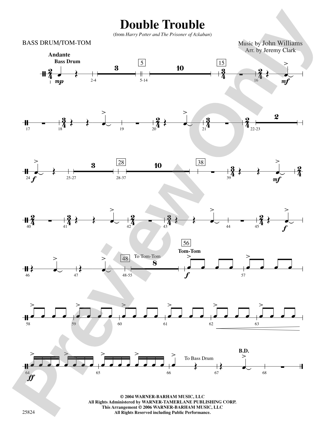 Double Trouble (from Harry Potter and the Prisoner of Azkaban): Bass Drum