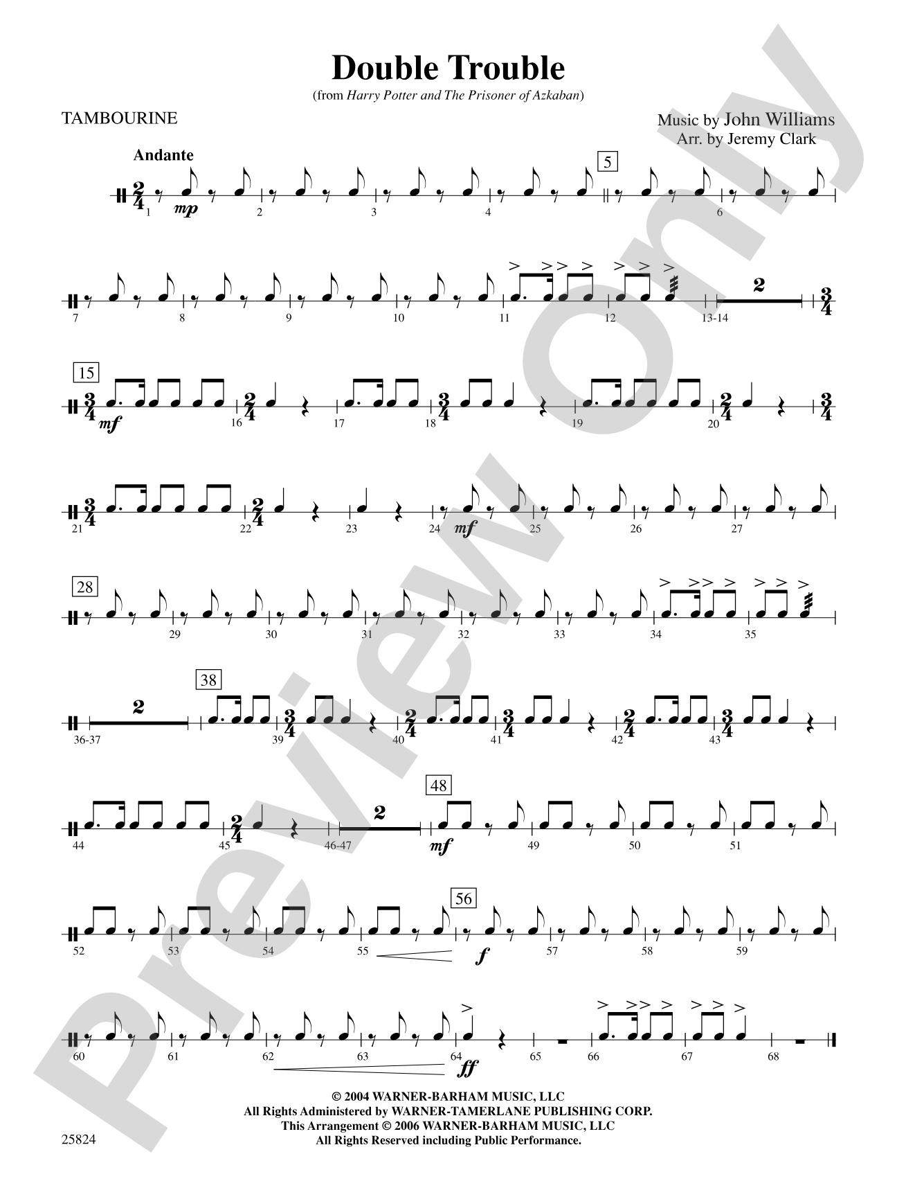 Double Trouble (from Harry Potter and the Prisoner of Azkaban): Tambourine
