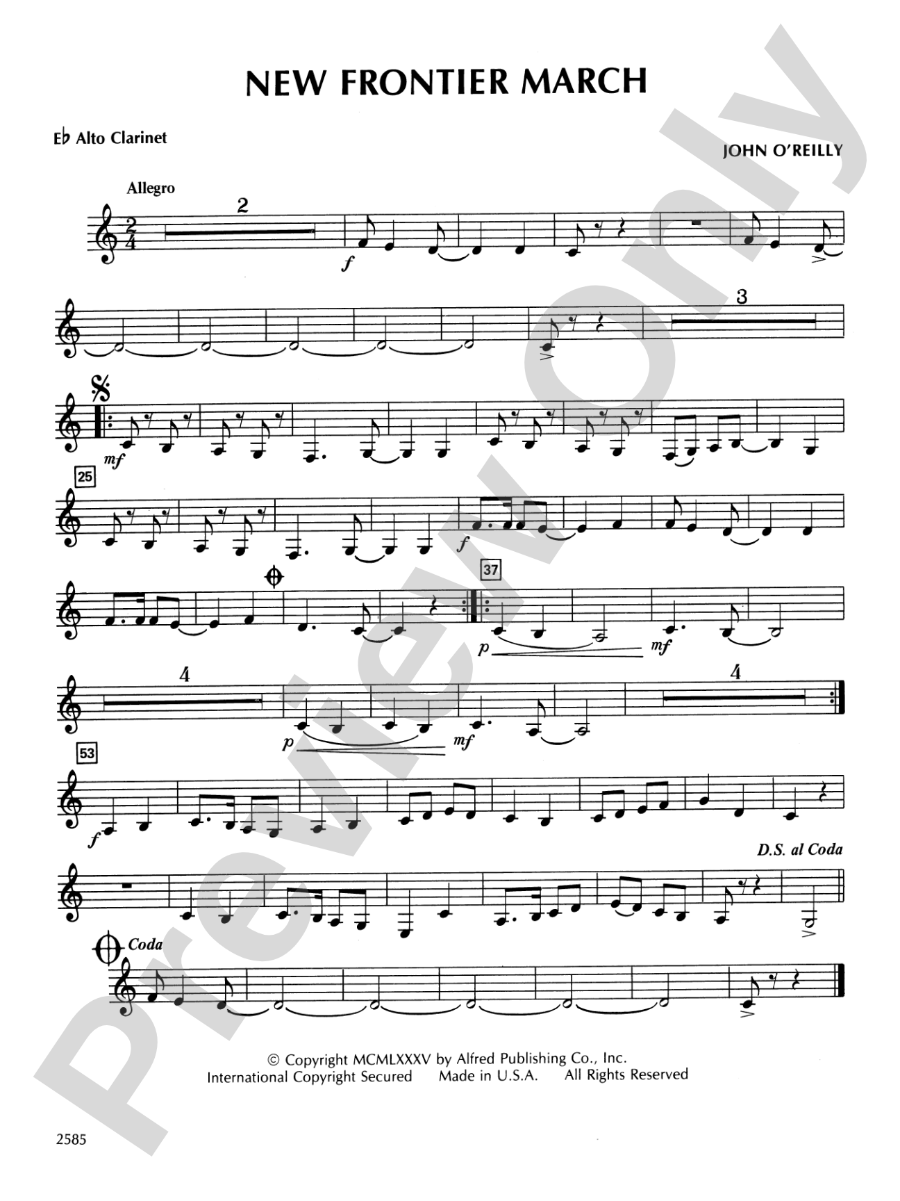 New Frontier March: E-flat Alto Clarinet