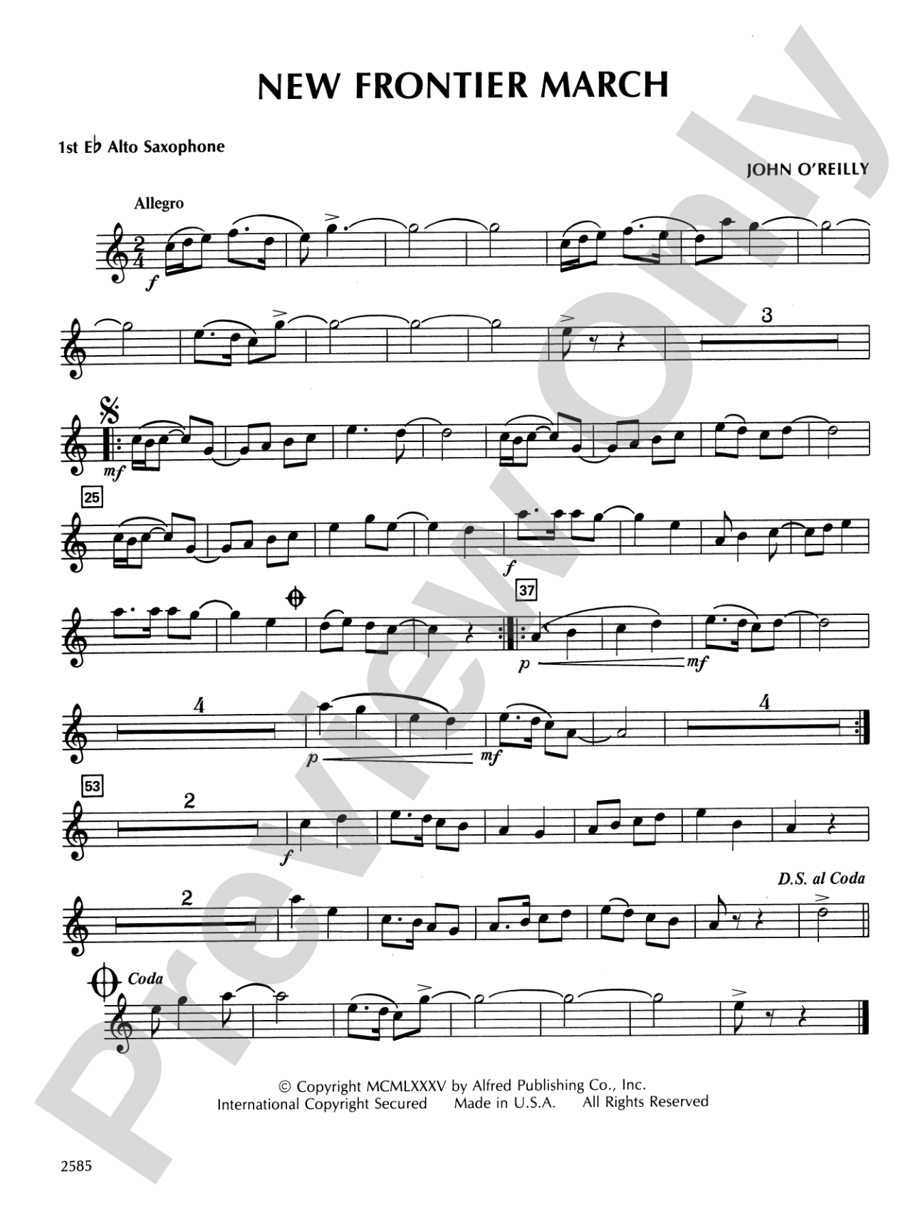 New Frontier March: E-flat Alto Saxophone