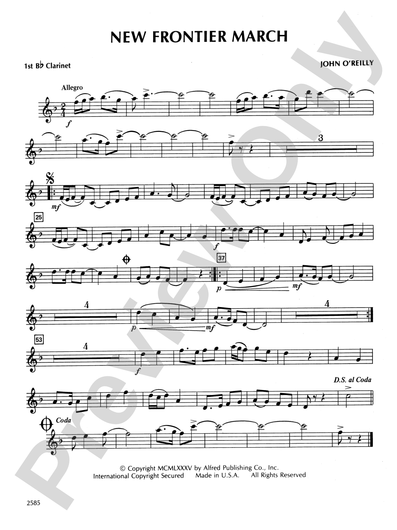 New Frontier March: 1st B-flat Clarinet