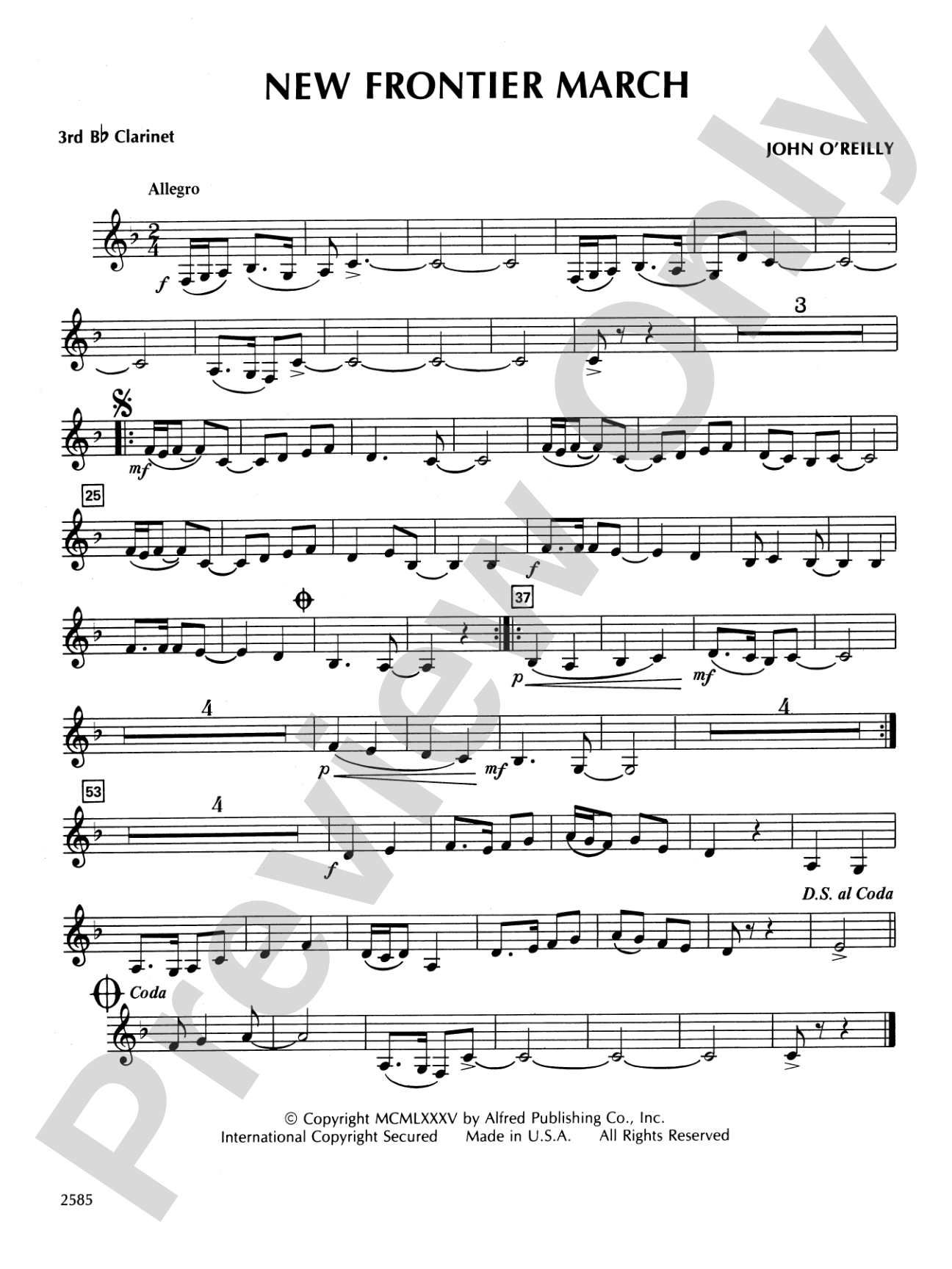 New Frontier March: 3rd B-flat Clarinet