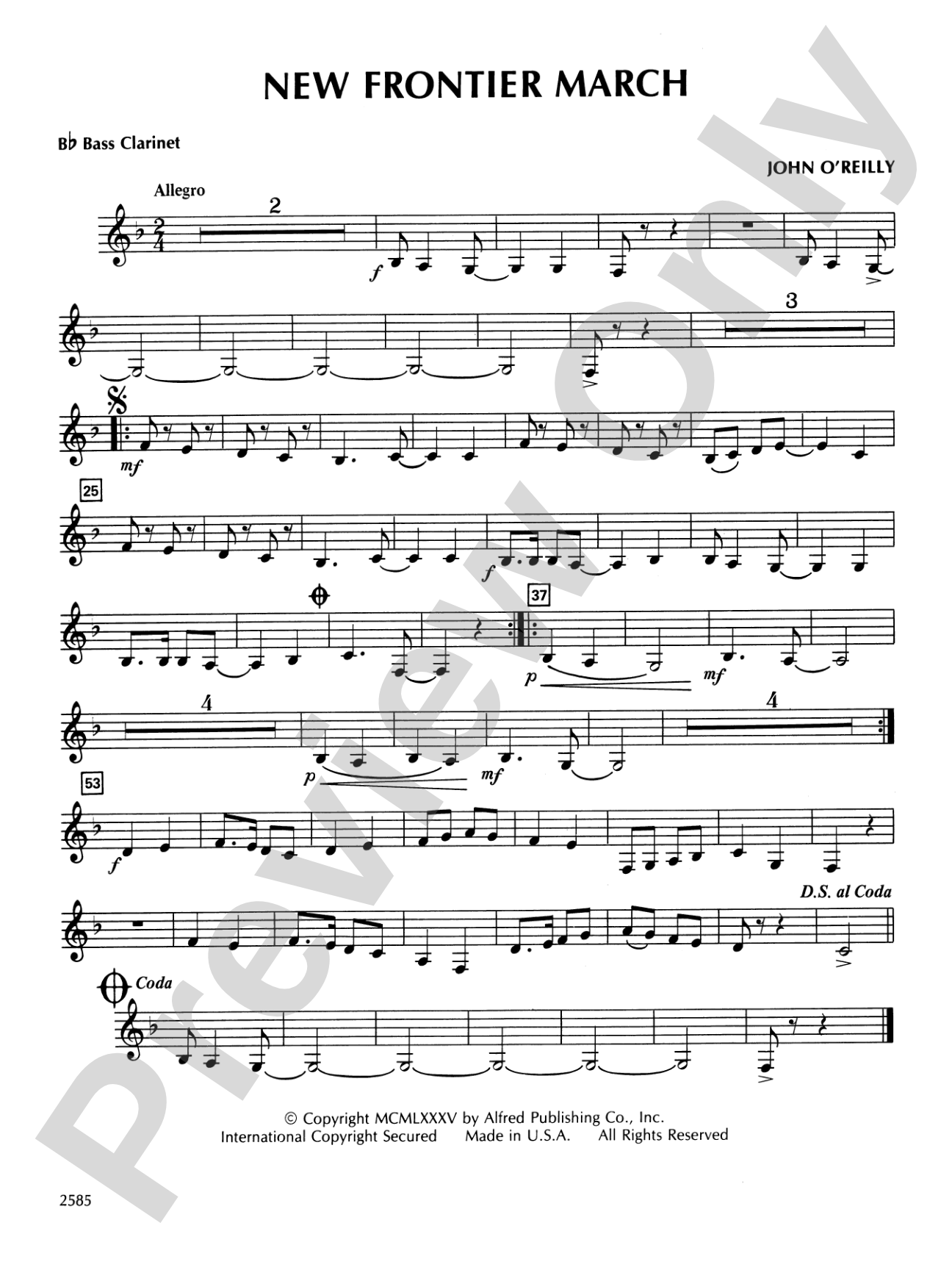 New Frontier March: B-flat Bass Clarinet