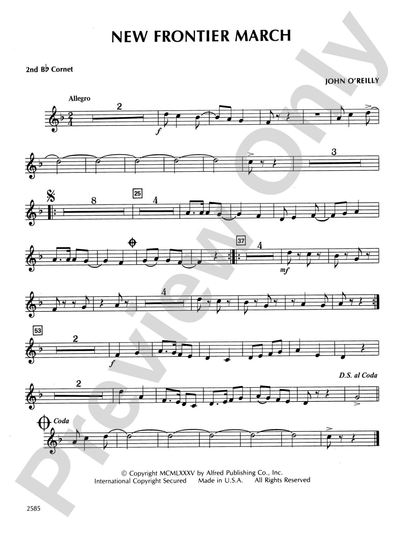 New Frontier March: 2nd B-flat Cornet