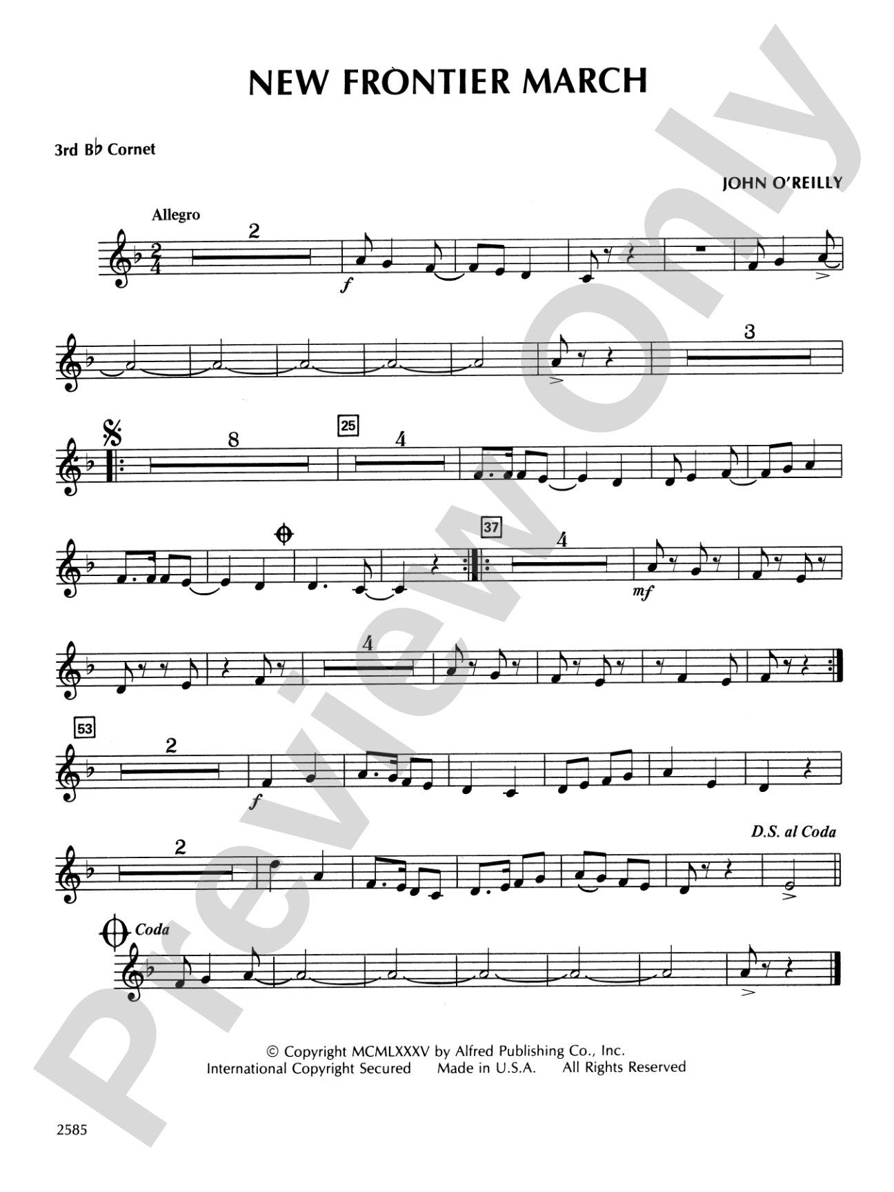 New Frontier March: 3rd B-flat Cornet