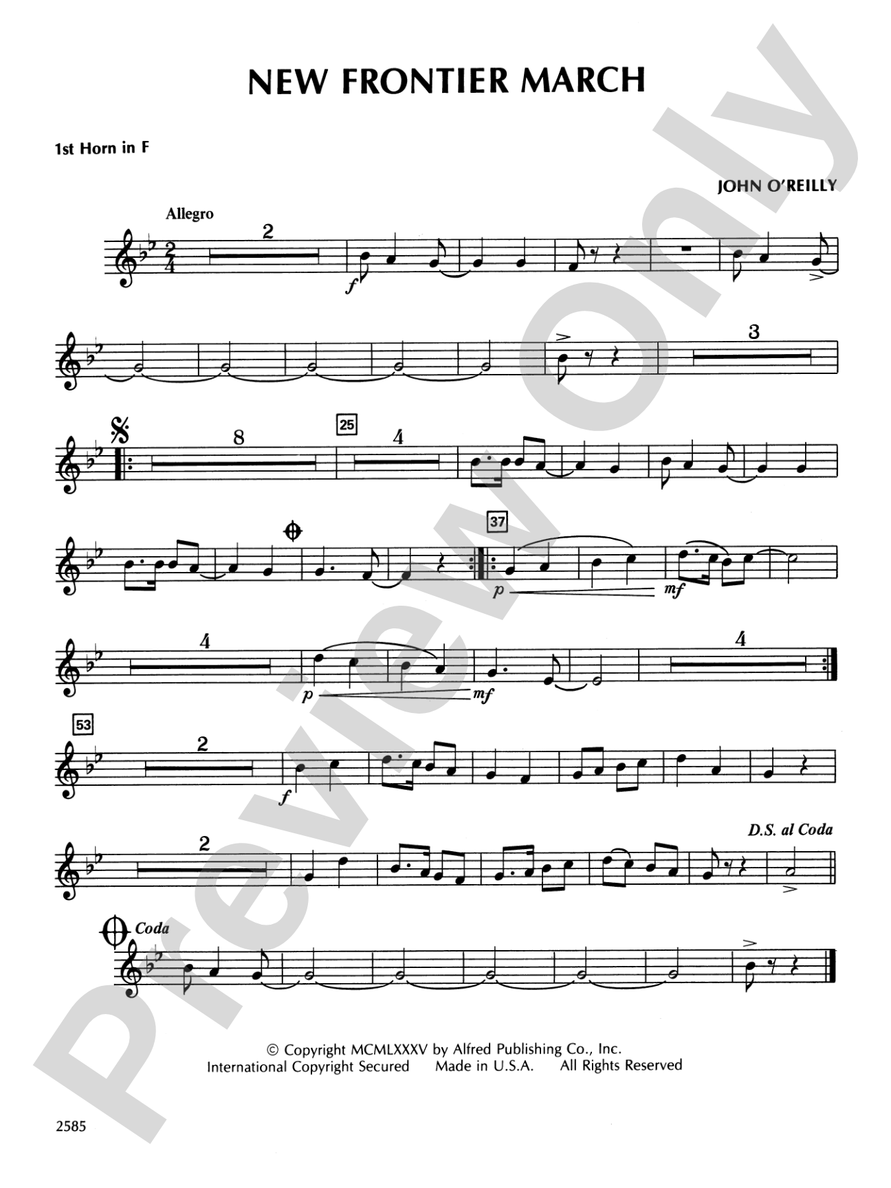 New Frontier March: 1st F Horn