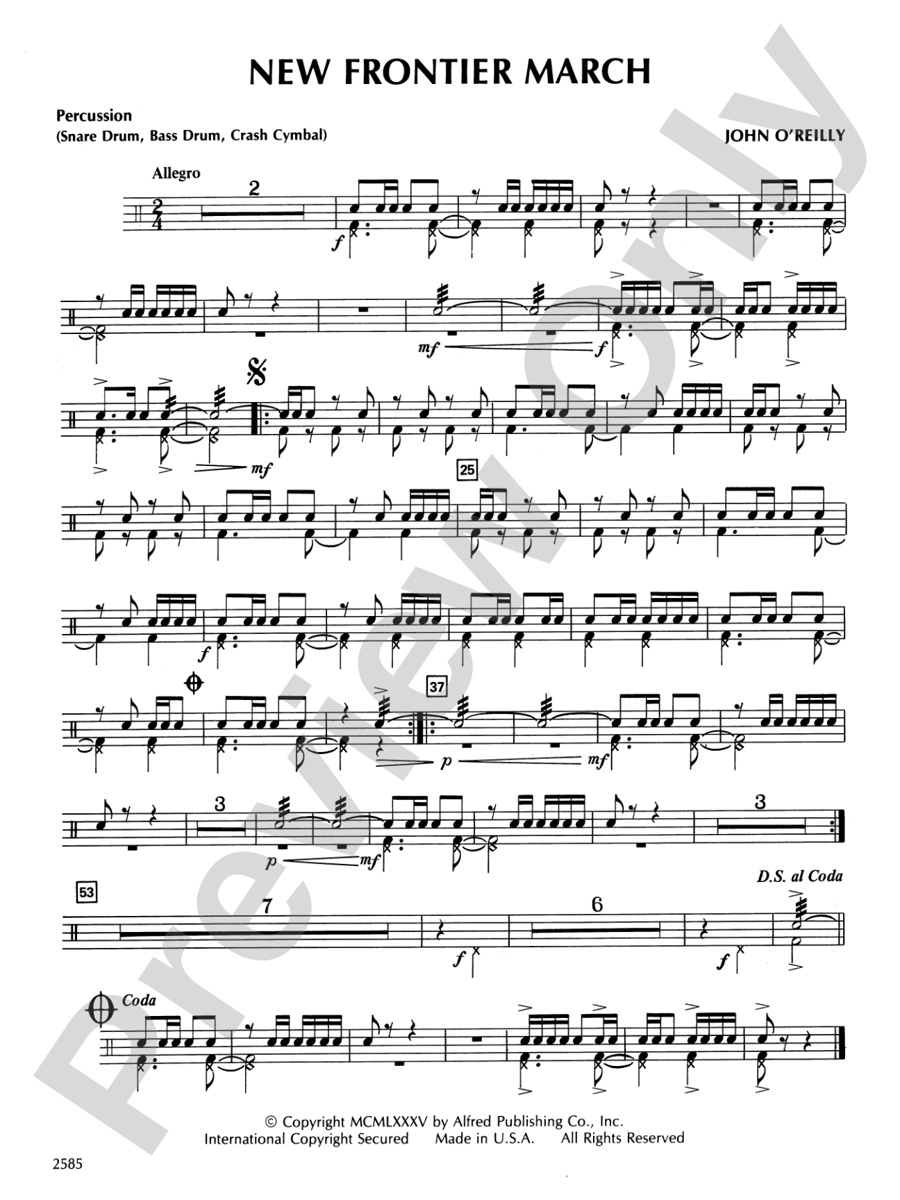 New Frontier March: 1st Percussion