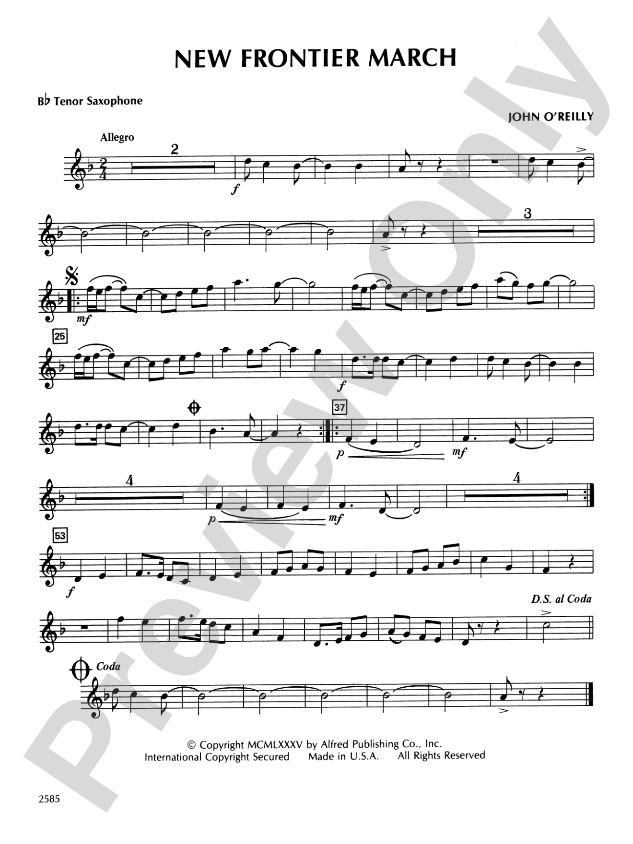 New Frontier March: B-flat Tenor Saxophone