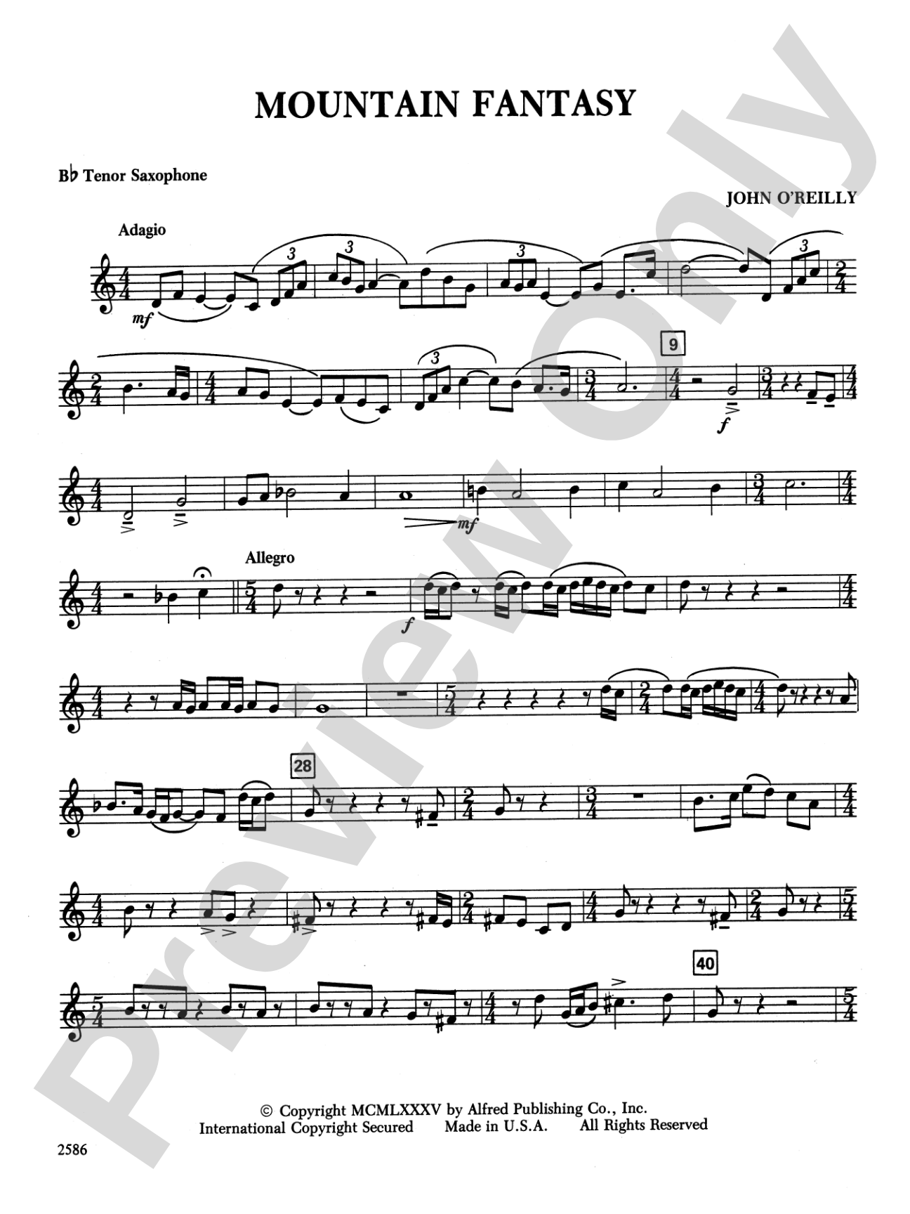 Mountain Fantasy: B-flat Tenor Saxophone