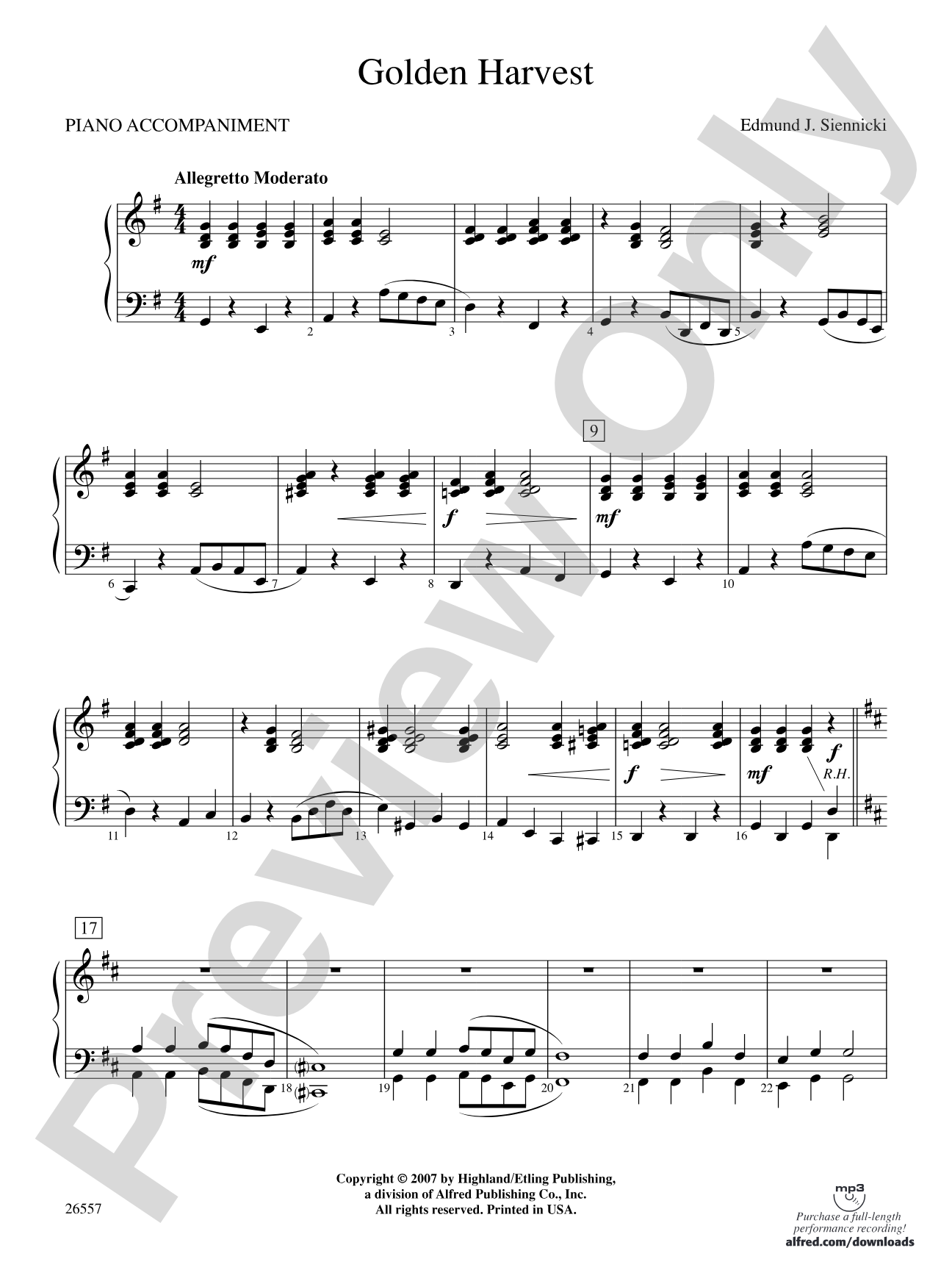 Golden Harvest: Piano Accompaniment