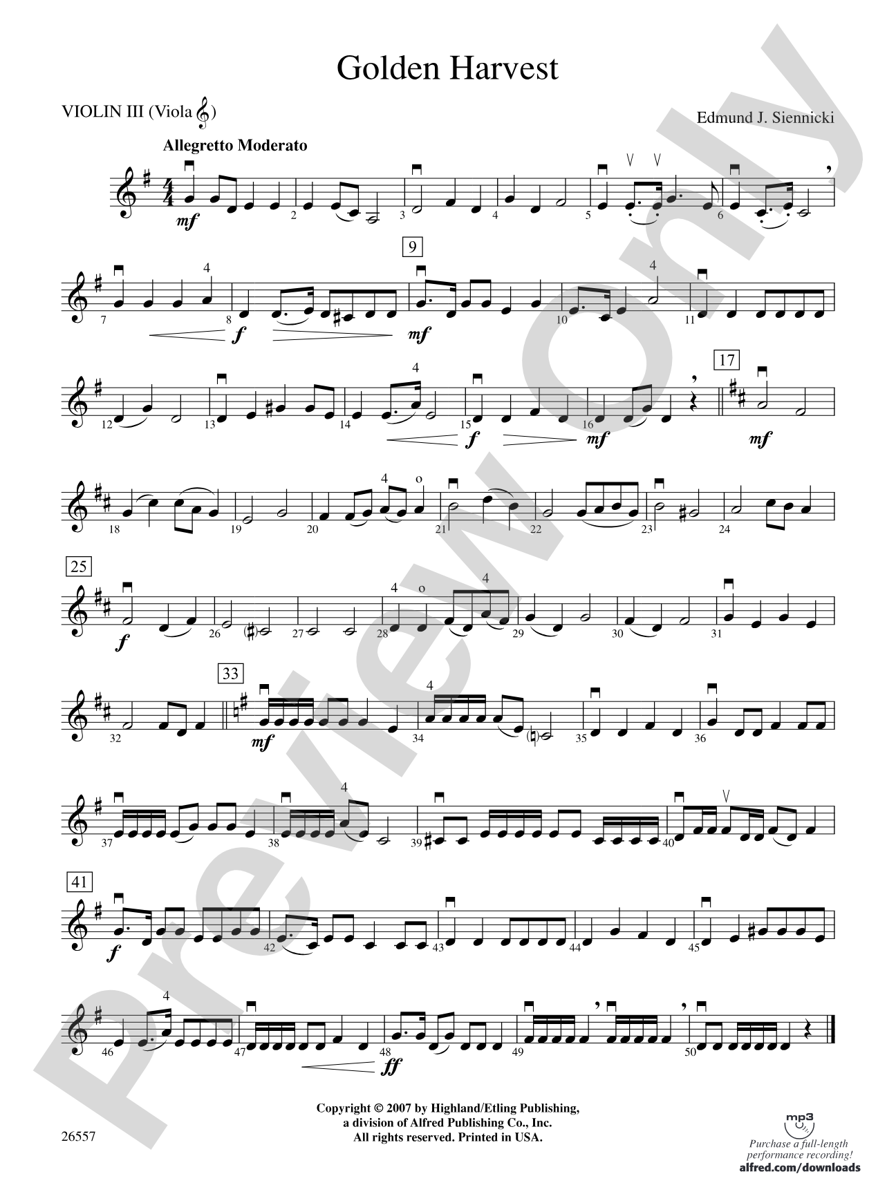 Golden Harvest: 3rd Violin (Viola [TC])
