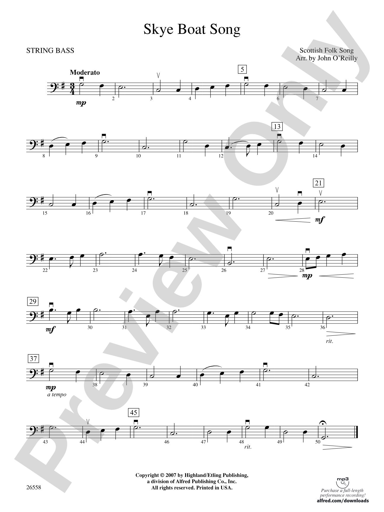 Skye Boat Song: String Bass