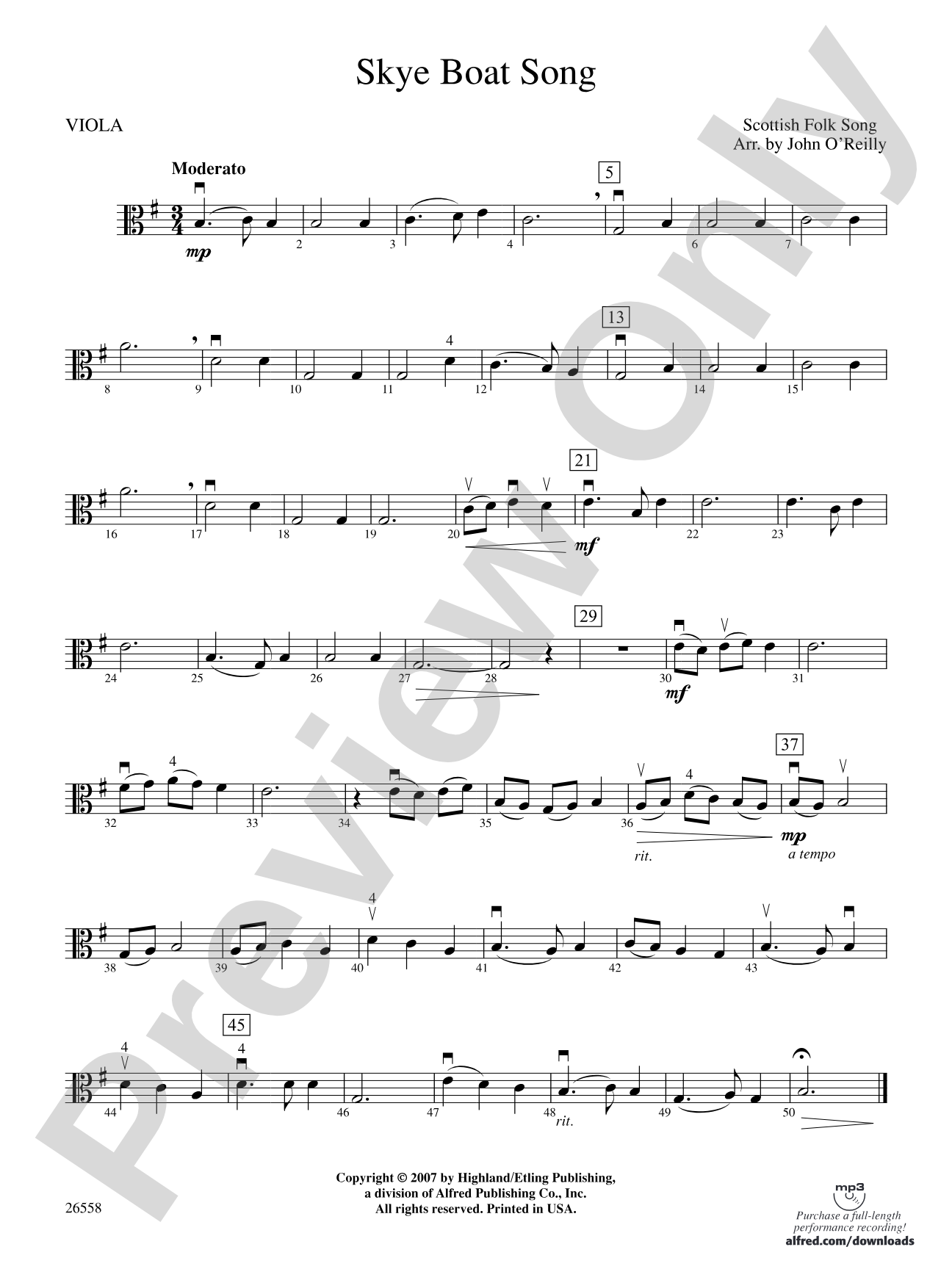 Skye Boat Song: Viola