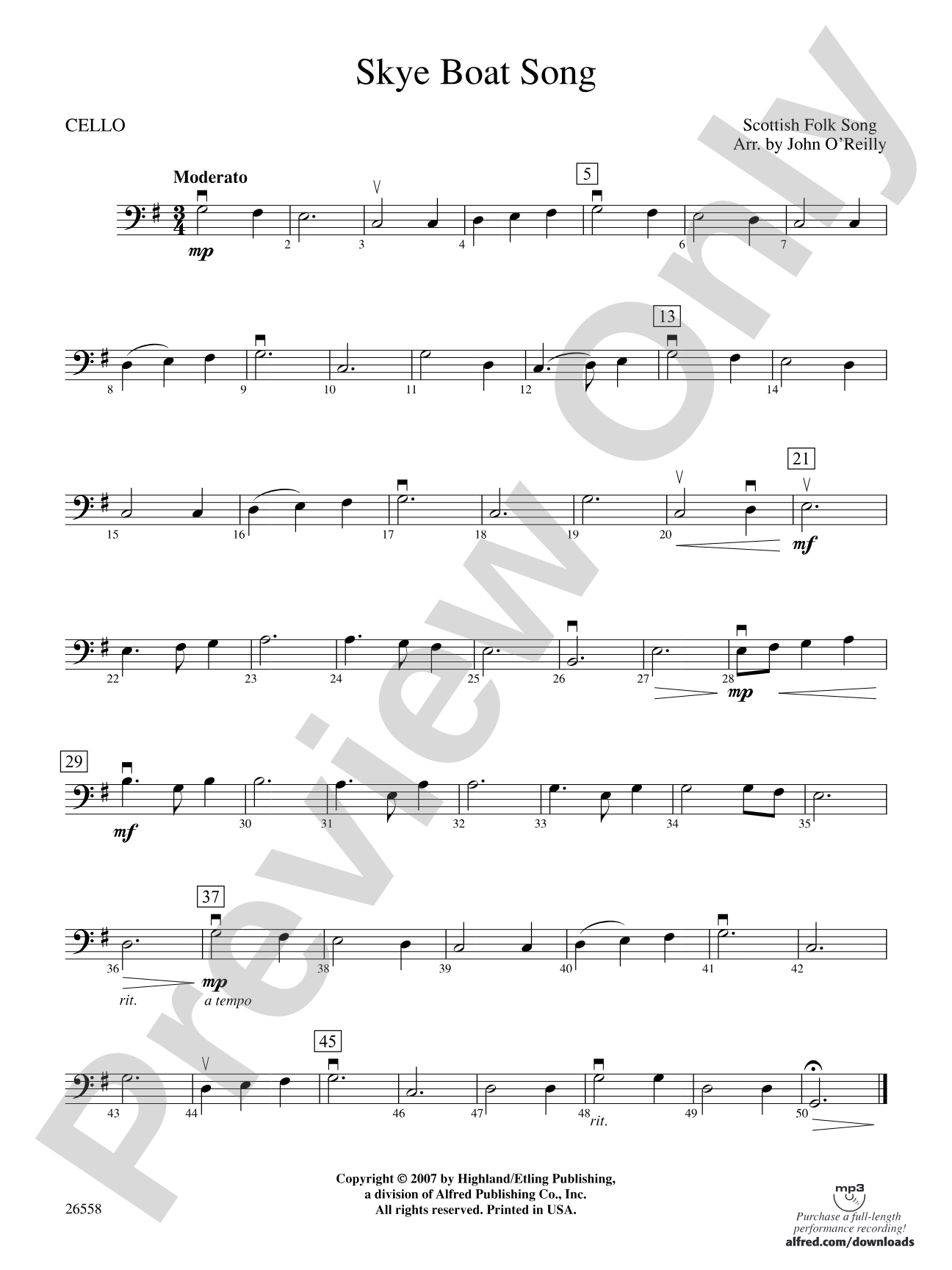 Skye Boat Song: Cello