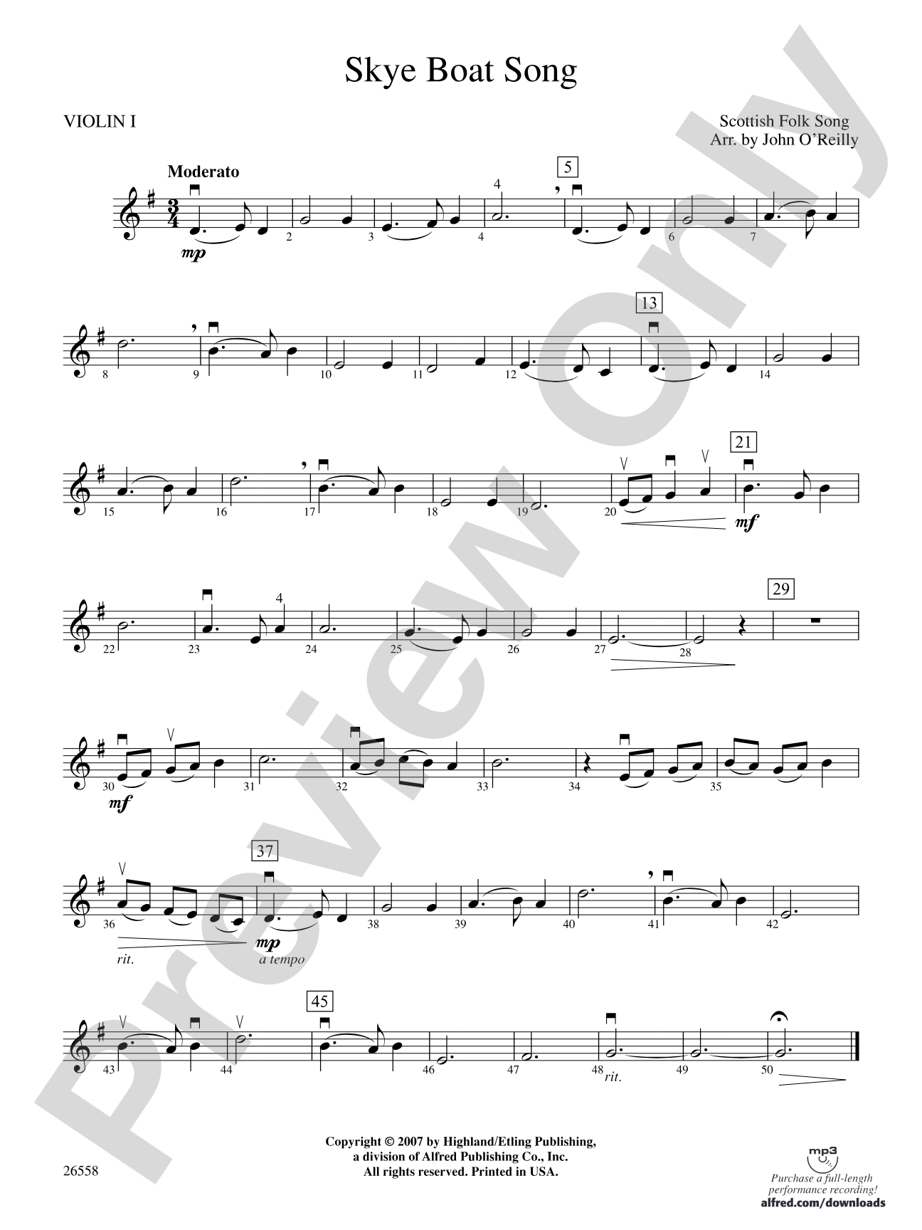 Skye Boat Song: 1st Violin