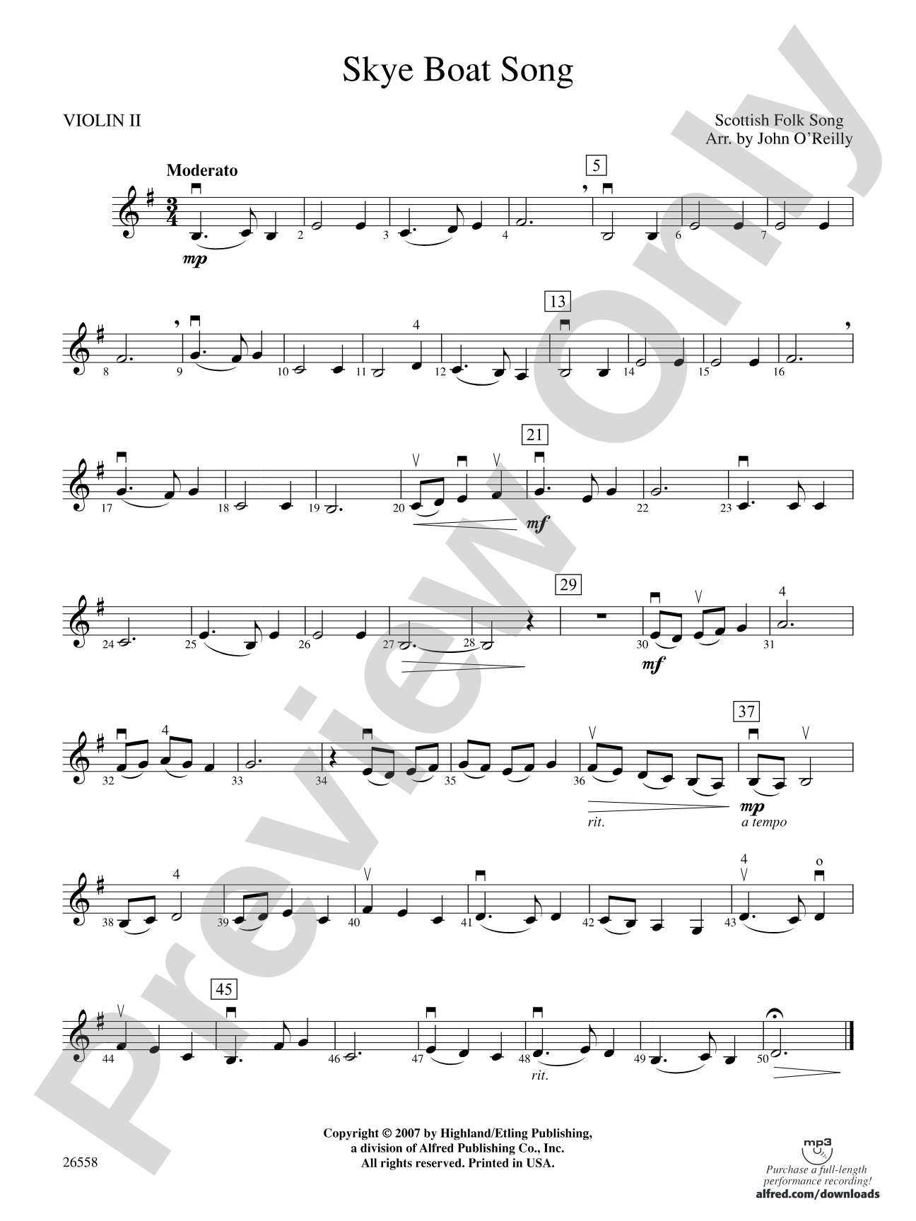 Skye Boat Song: 2nd Violin