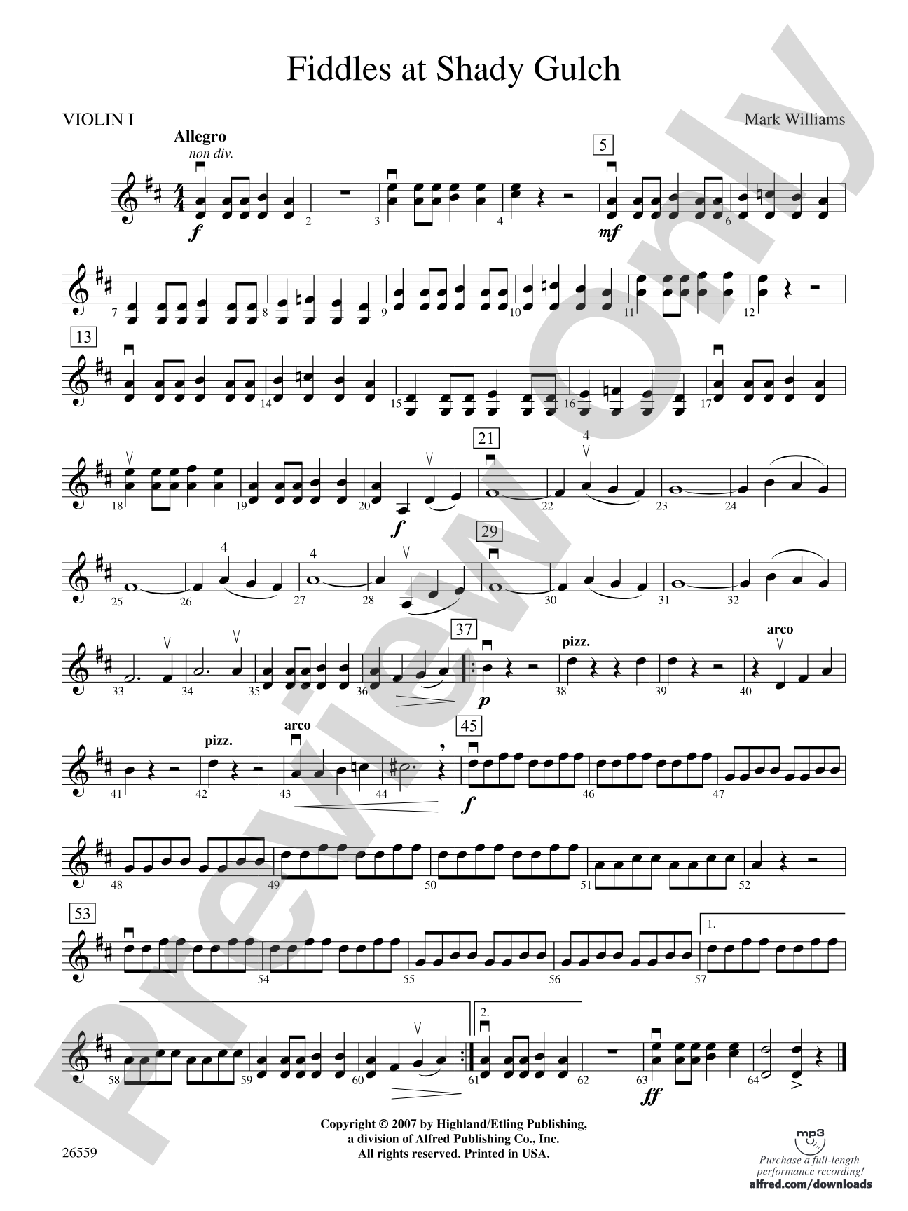 Fiddles at Shady Gulch: 1st Violin