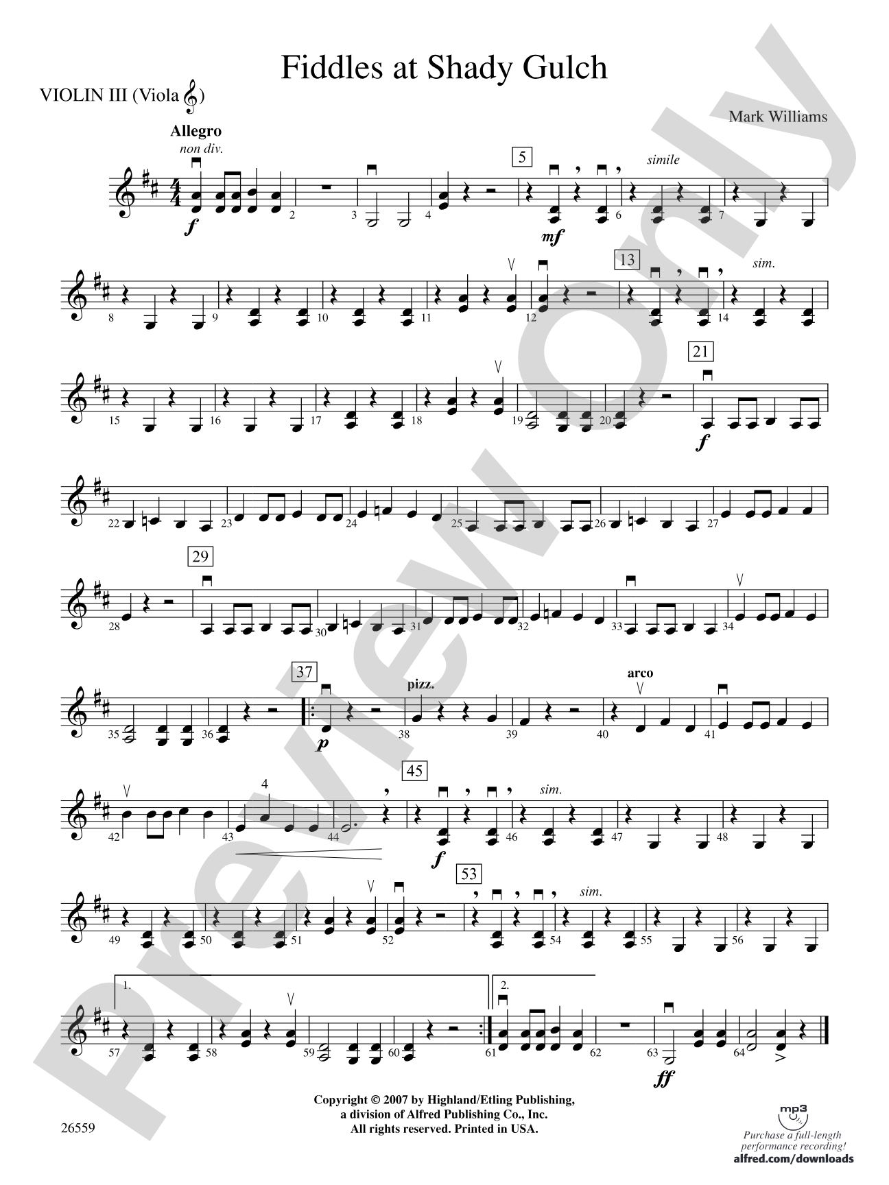 Fiddles at Shady Gulch: 3rd Violin (Viola [TC])