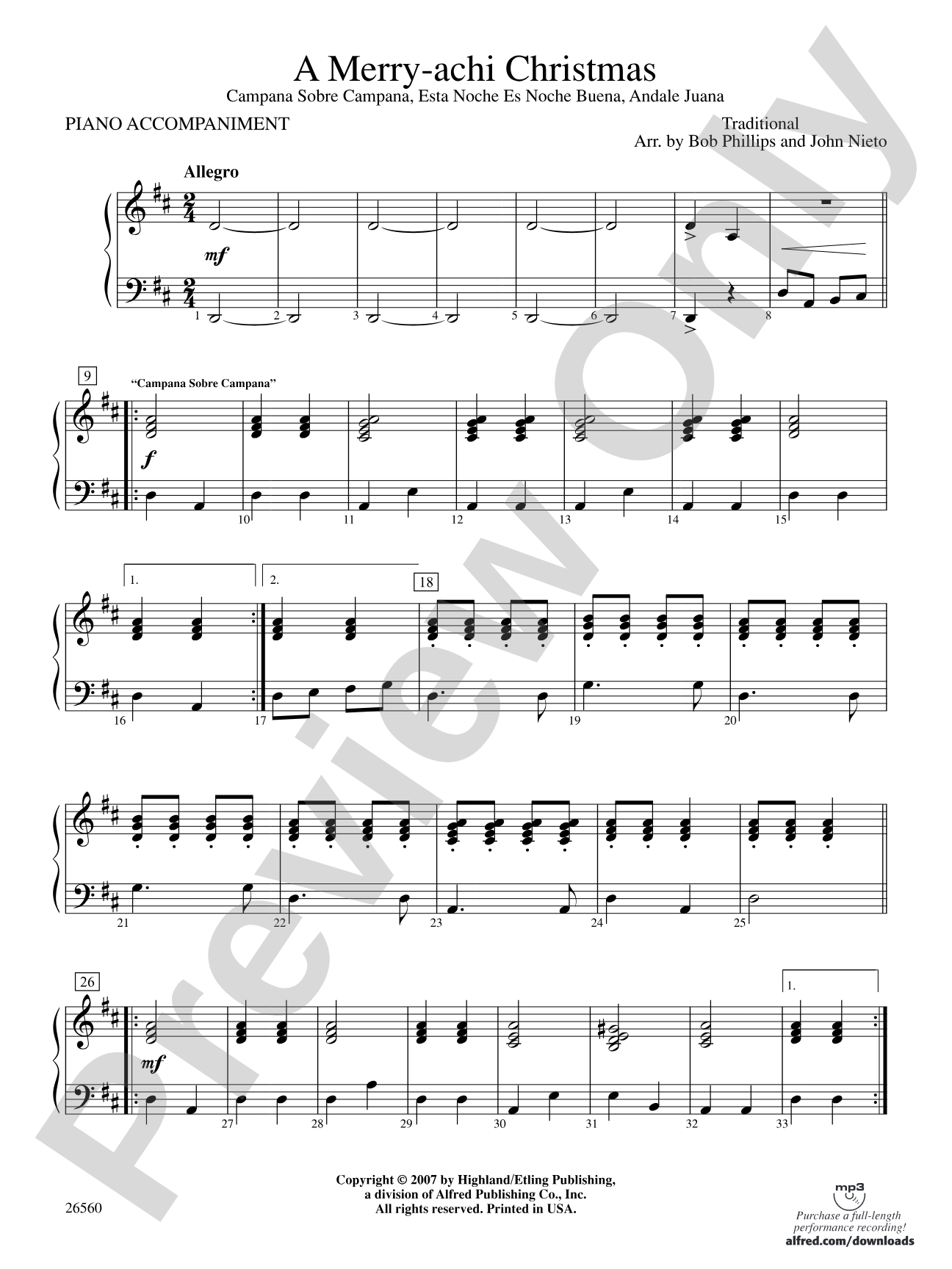 A Merry-achi Christmas: Piano Accompaniment