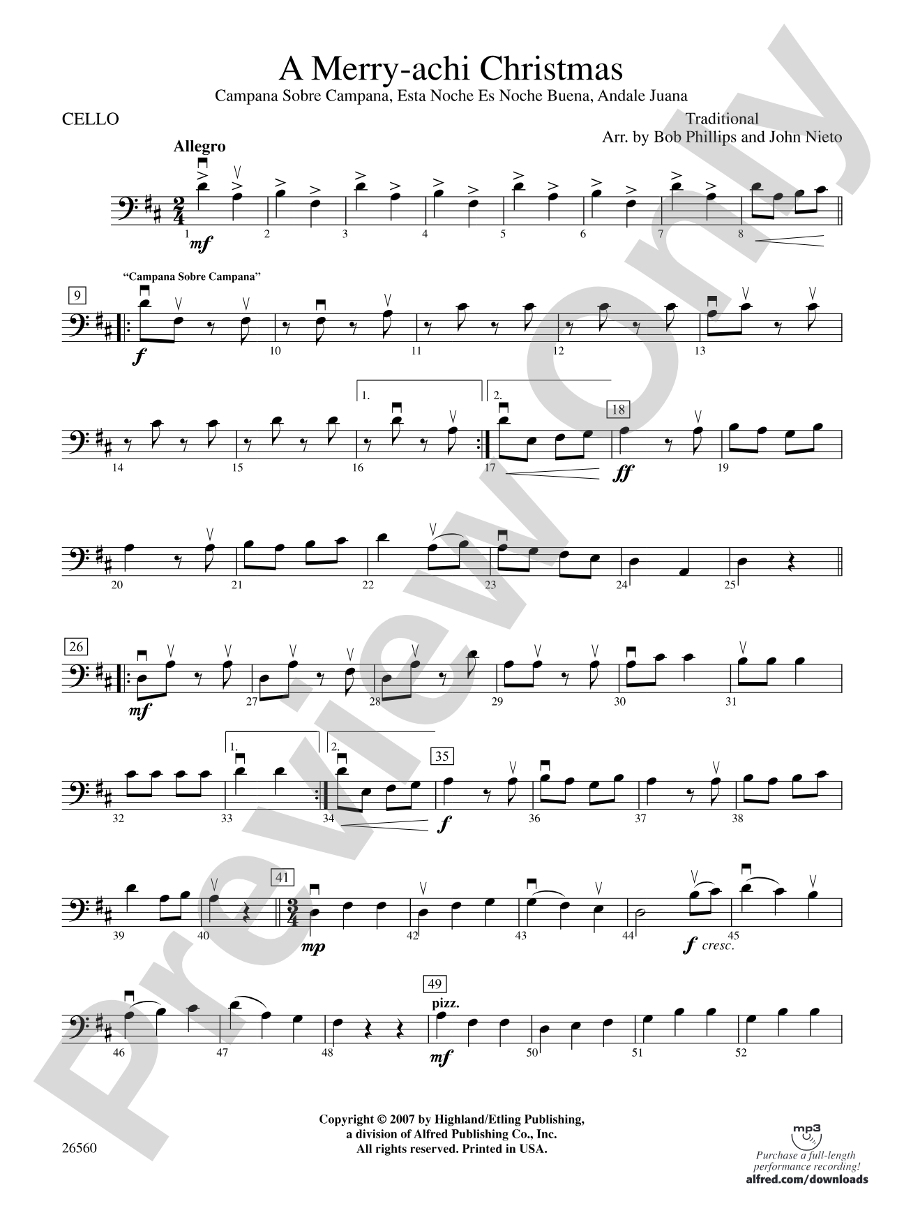 A Merry-achi Christmas: Cello