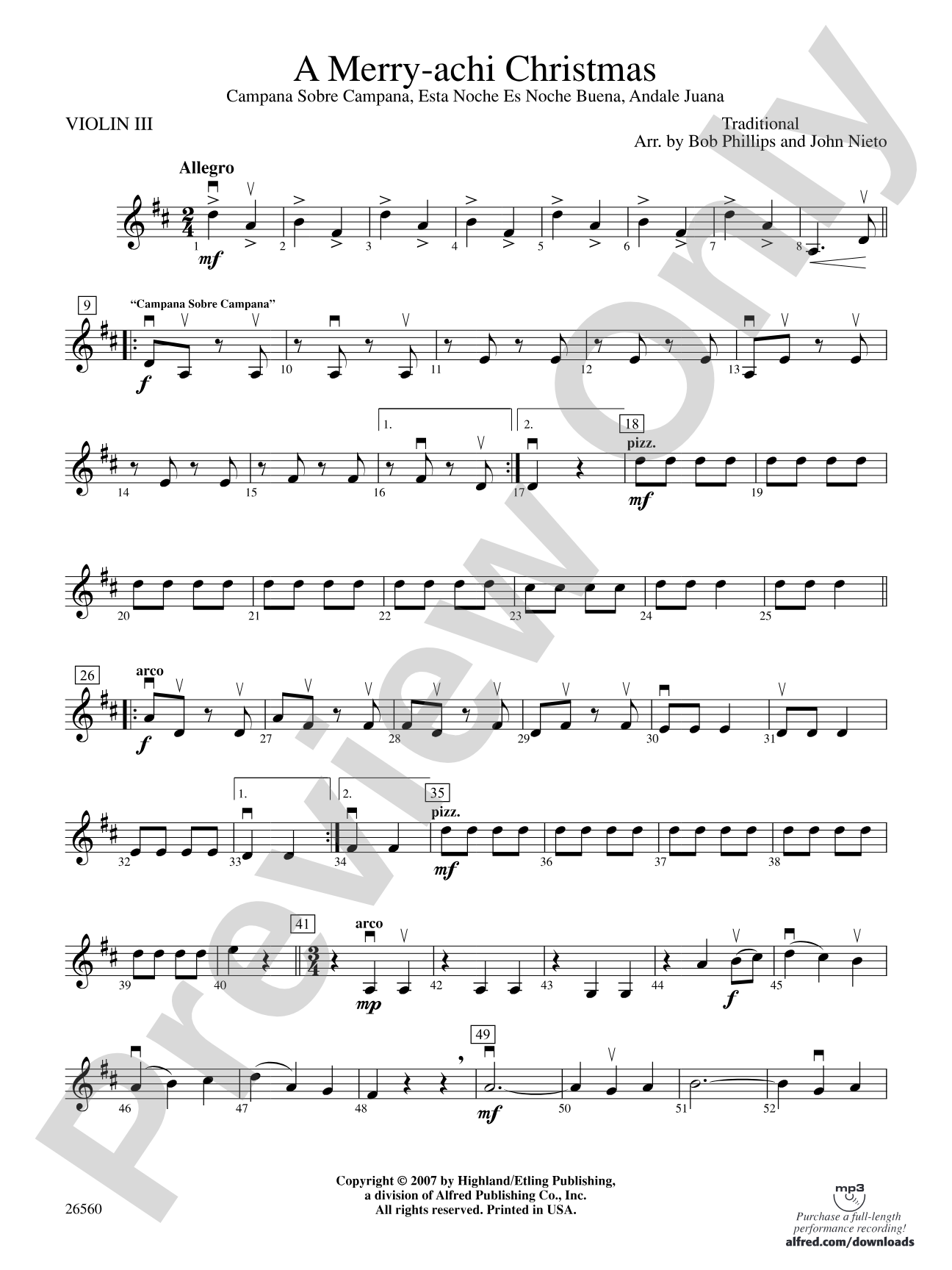 A Merry-achi Christmas: 3rd Violin (Viola [TC])