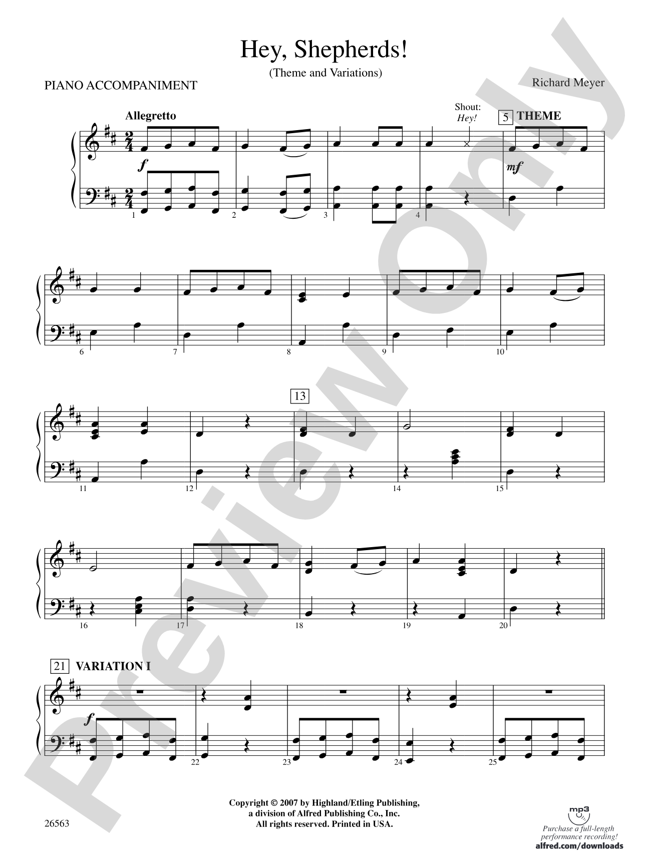 Hey, Shepherds!: Piano Accompaniment