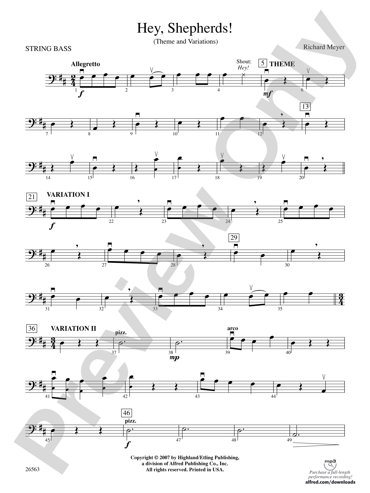 Hey, Shepherds!: String Bass