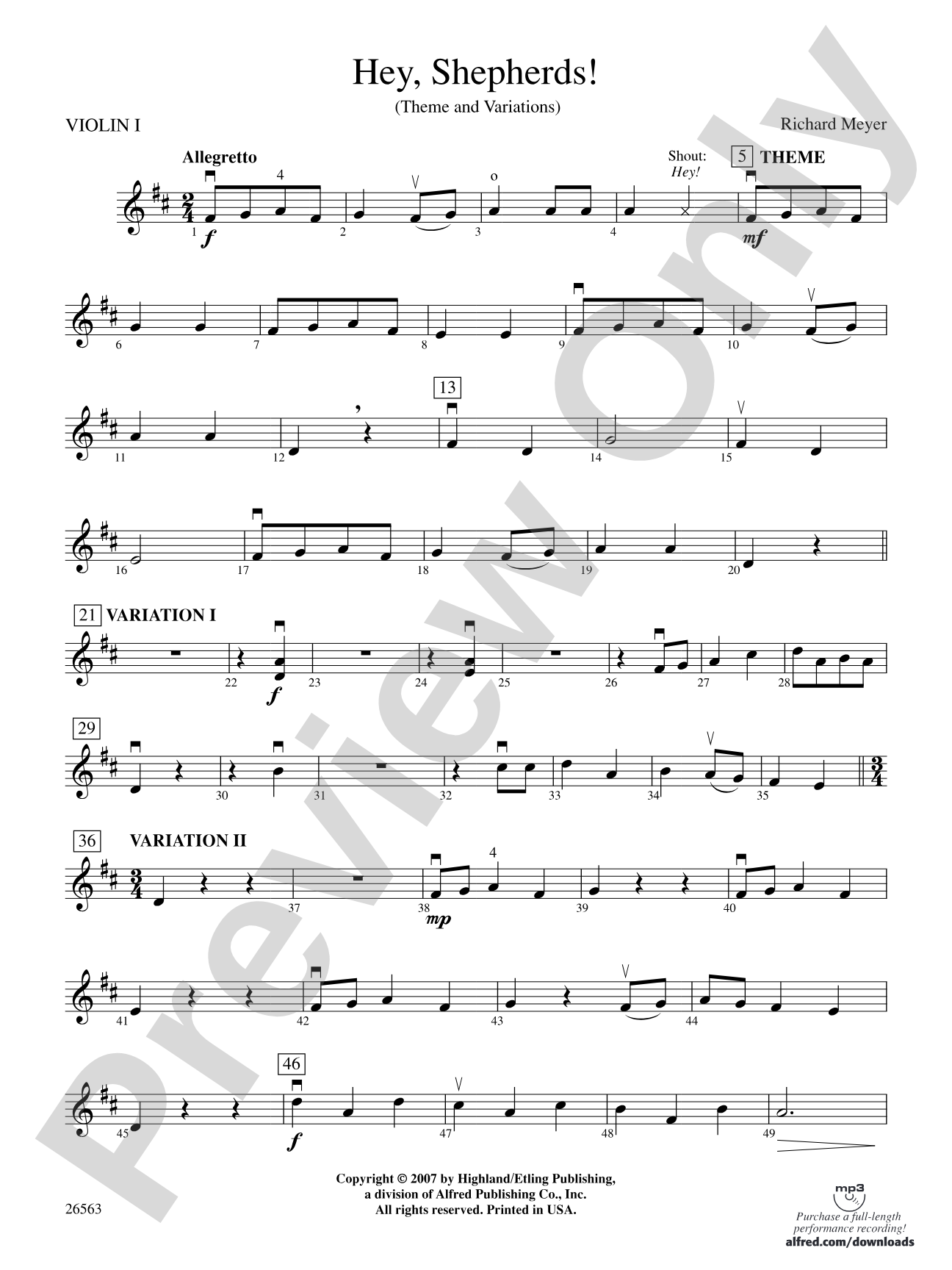 Hey, Shepherds!: 1st Violin