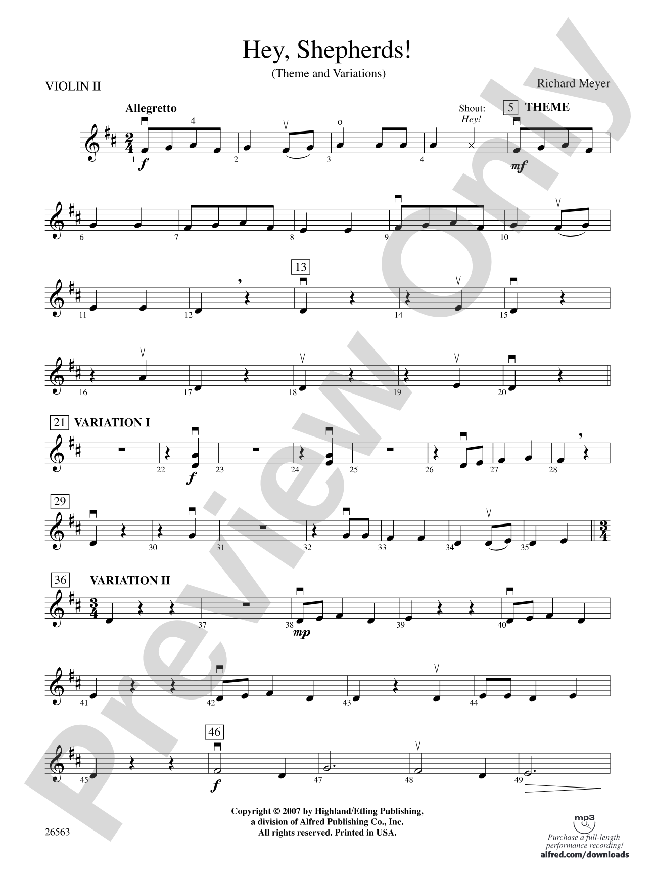 Hey, Shepherds!: 2nd Violin