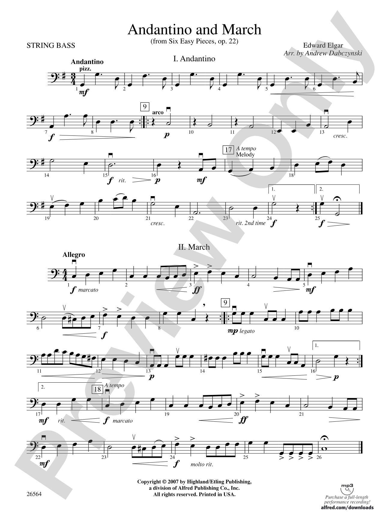 Andantino and March: String Bass