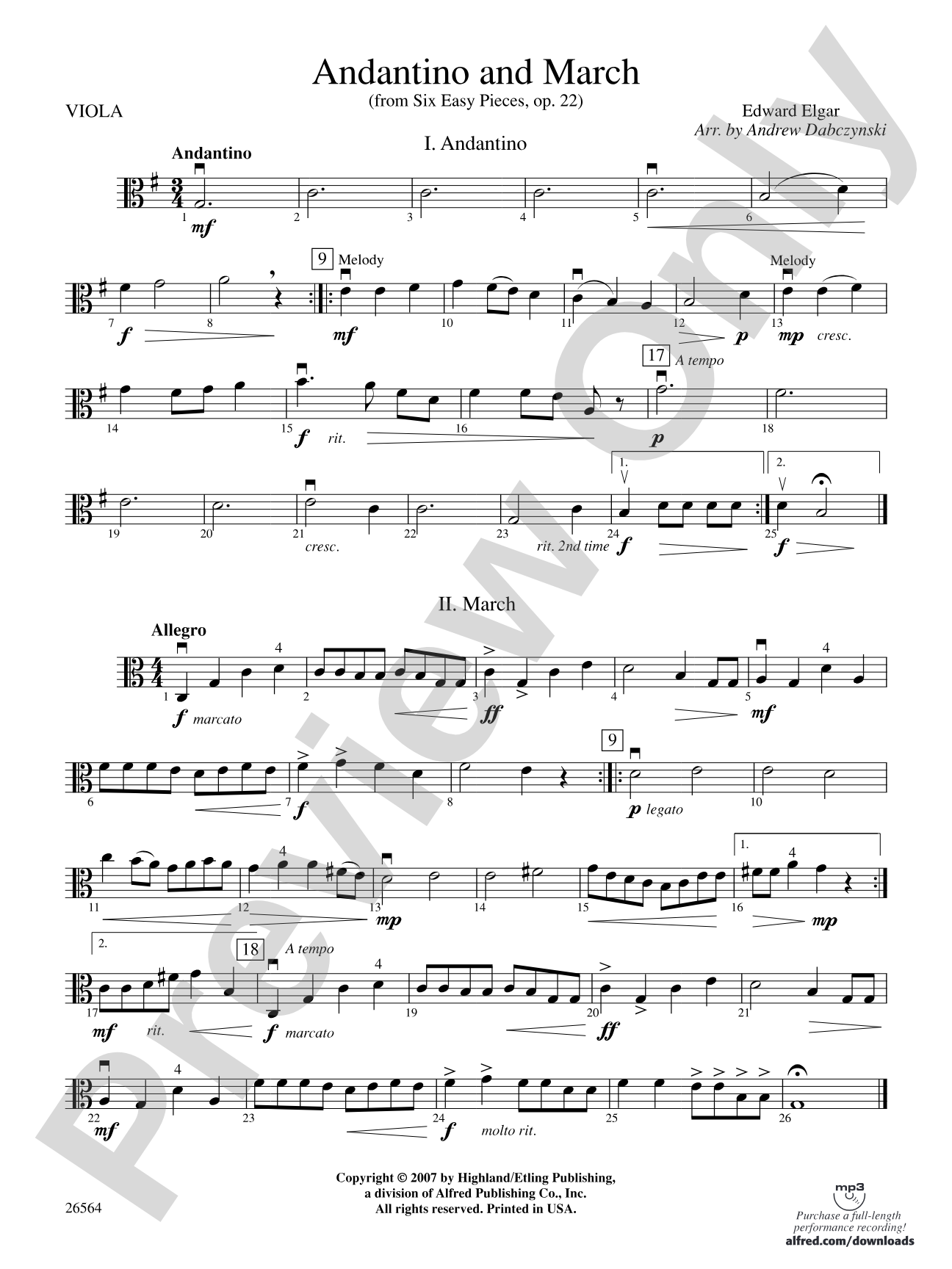 Andantino and March: Viola
