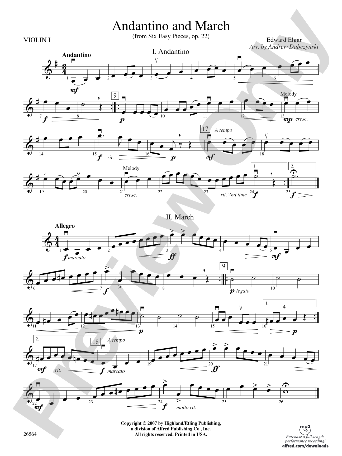 Andantino and March: 1st Violin